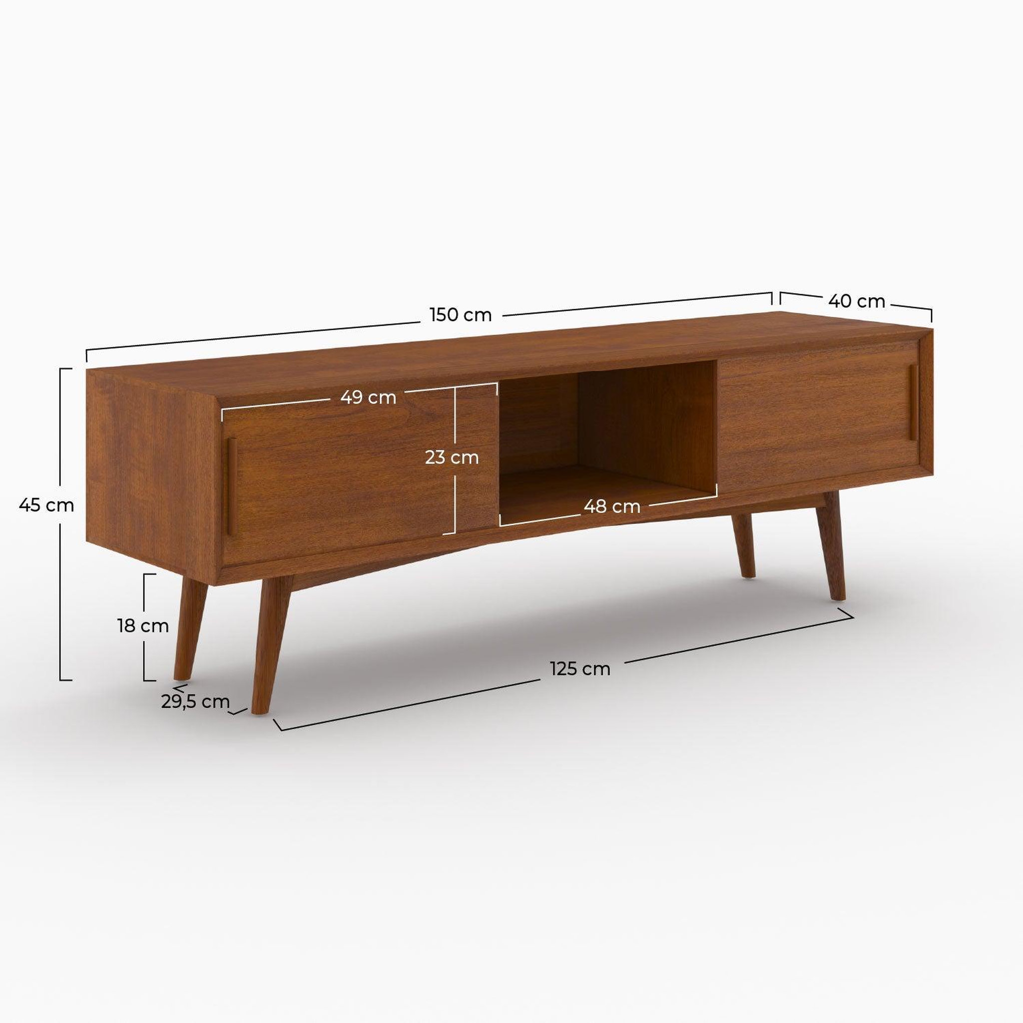Voir la diapositive 4 : MAISON PAVANE Meuble tv en bois de teck 150 cm-waya
