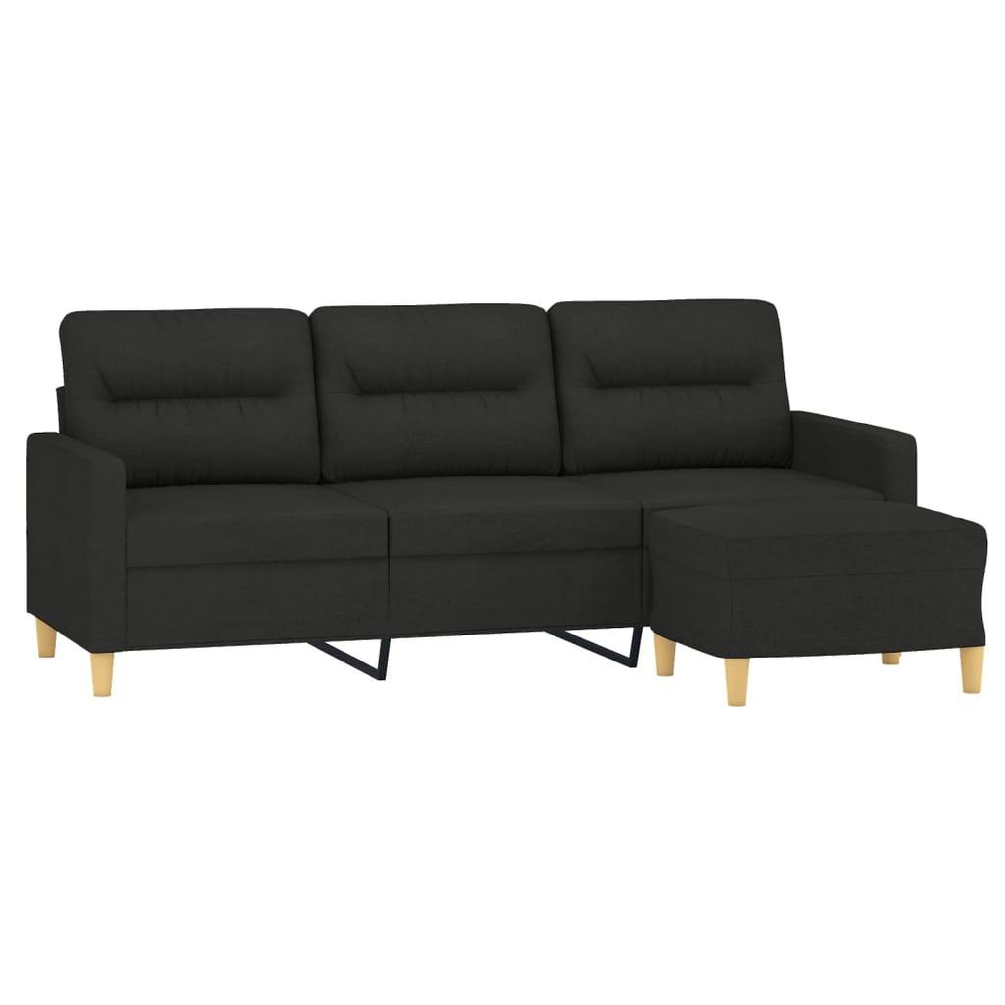 Voir la diapositive 3 : VIDAXL Canape a 3 places avec repose-pieds Noir 180 cm Tissu