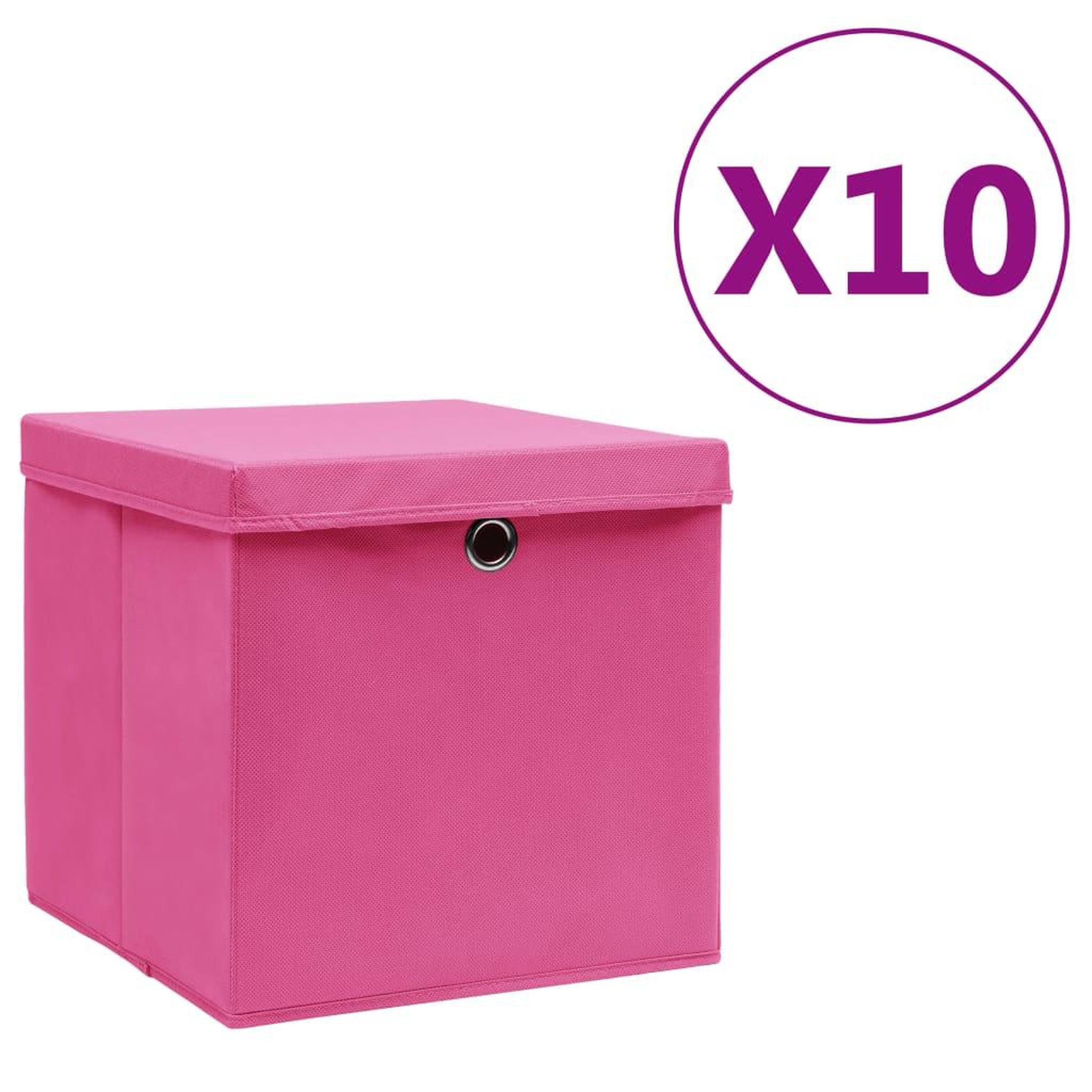 Voir la diapositive 1 : VIDAXL Boîtes de rangement avec couvercles 10 pcs 28x28x28 cm Rose