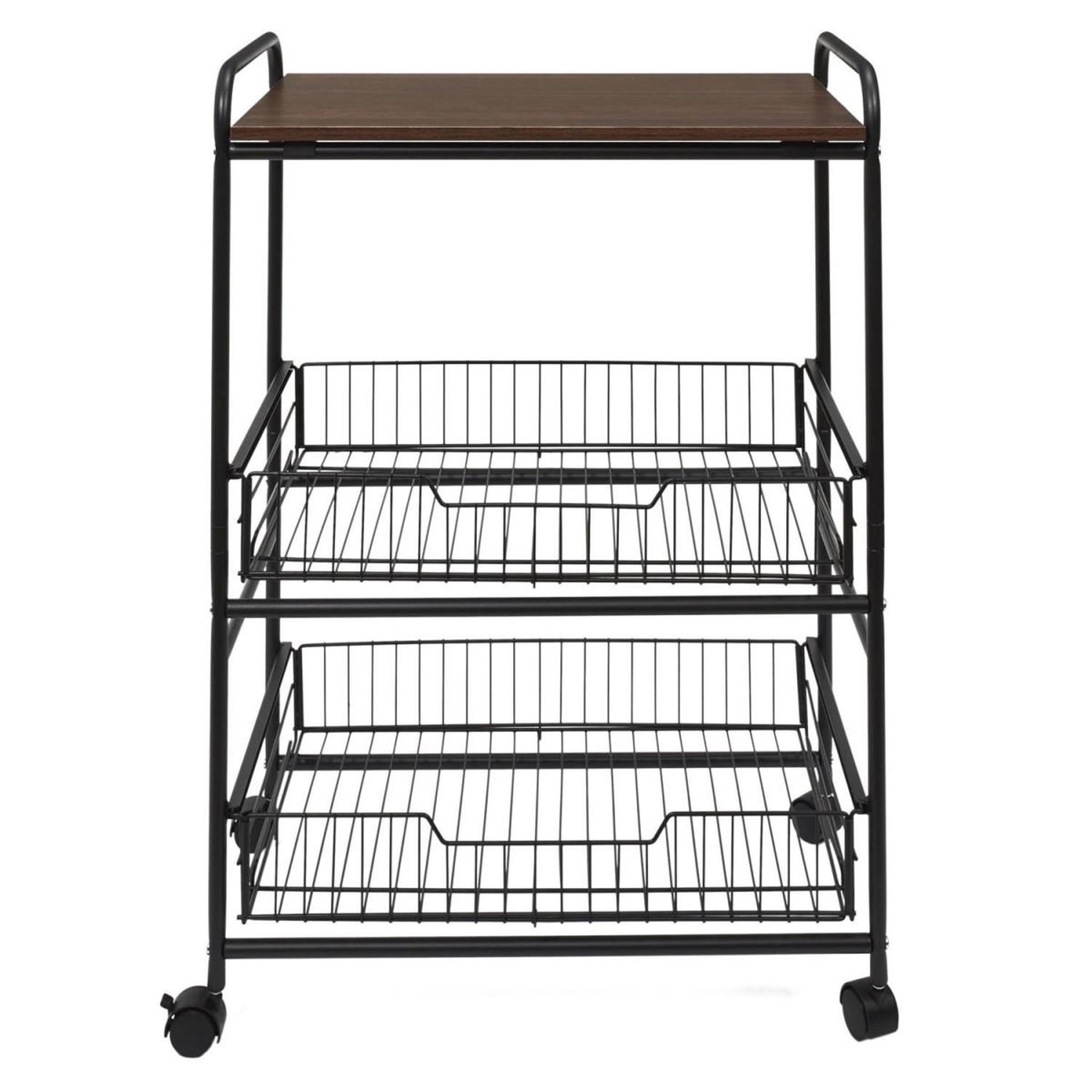 Voir la diapositive 2 : The Home Deco Factory Desserte 2 étagères & 2 tiroirs  métal  86cm noir