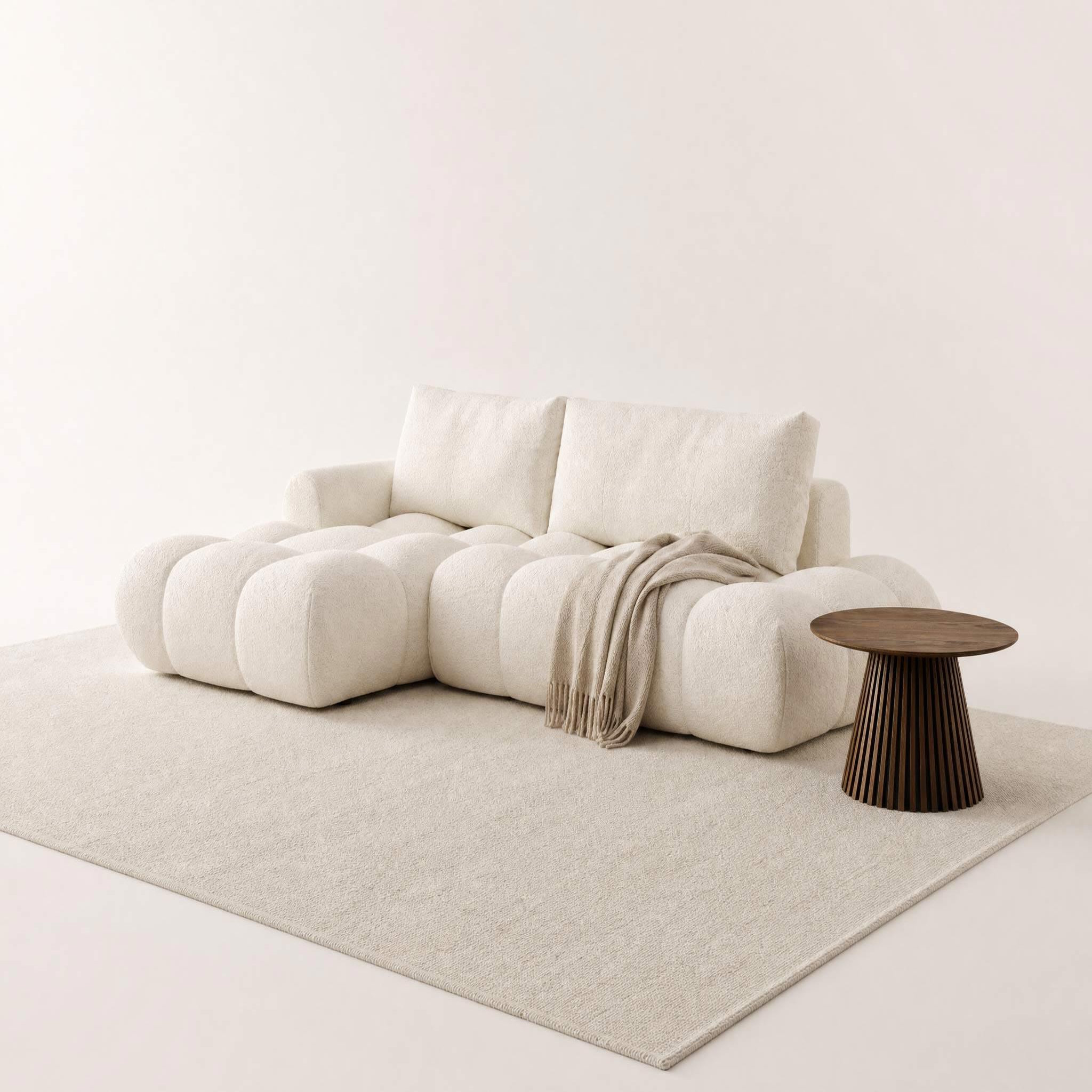Voir la diapositive 2 : BEST MOBILIER Yulin - canapé d'angle ouvert gauche 4 places convertible avec coffre en tissu bouclette