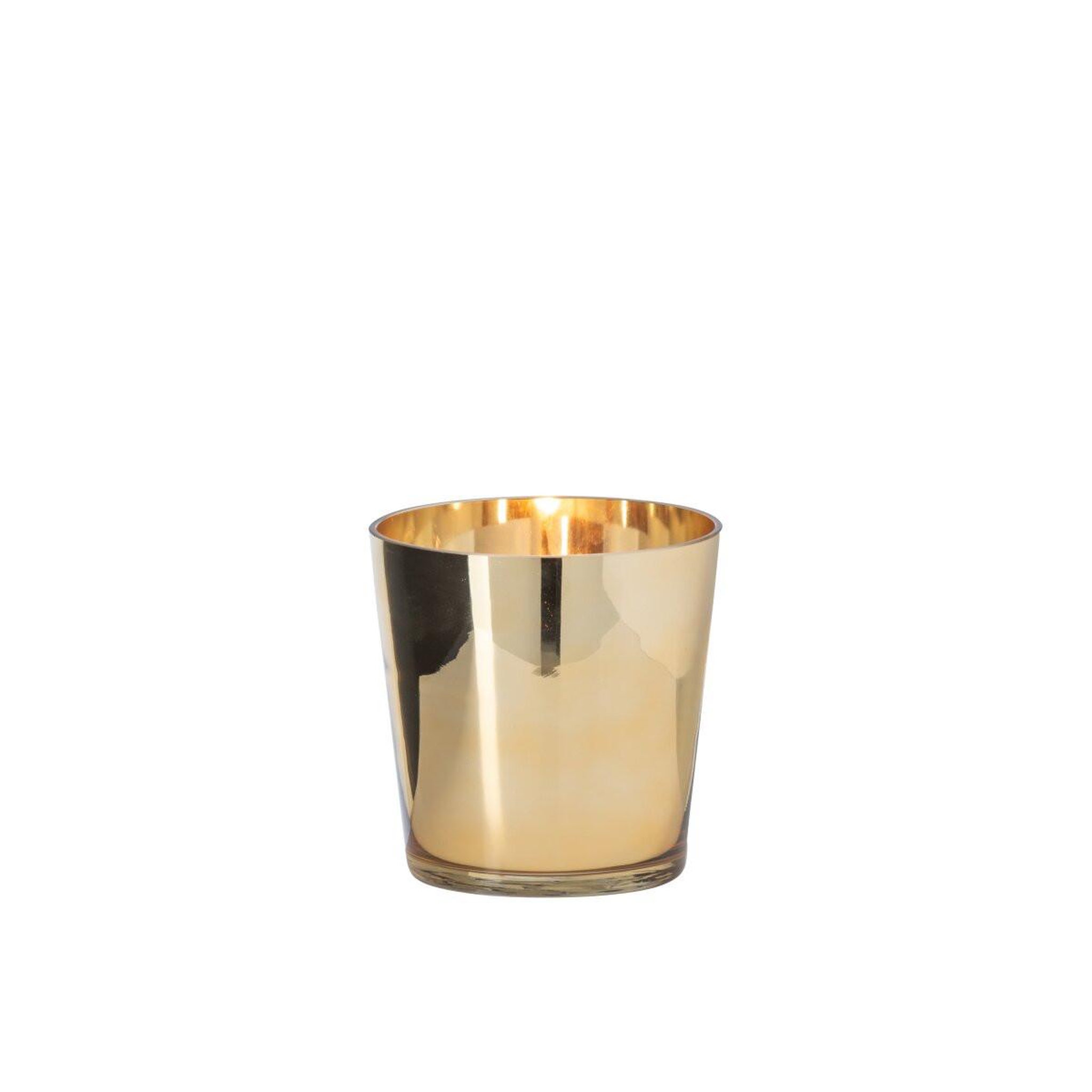 Voir la diapositive 2 : J-LINE Photophore design en verre  ember  16cm doré