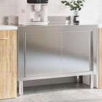 VIDAXL Table de travail de cuisine avec portes coulissantes inox