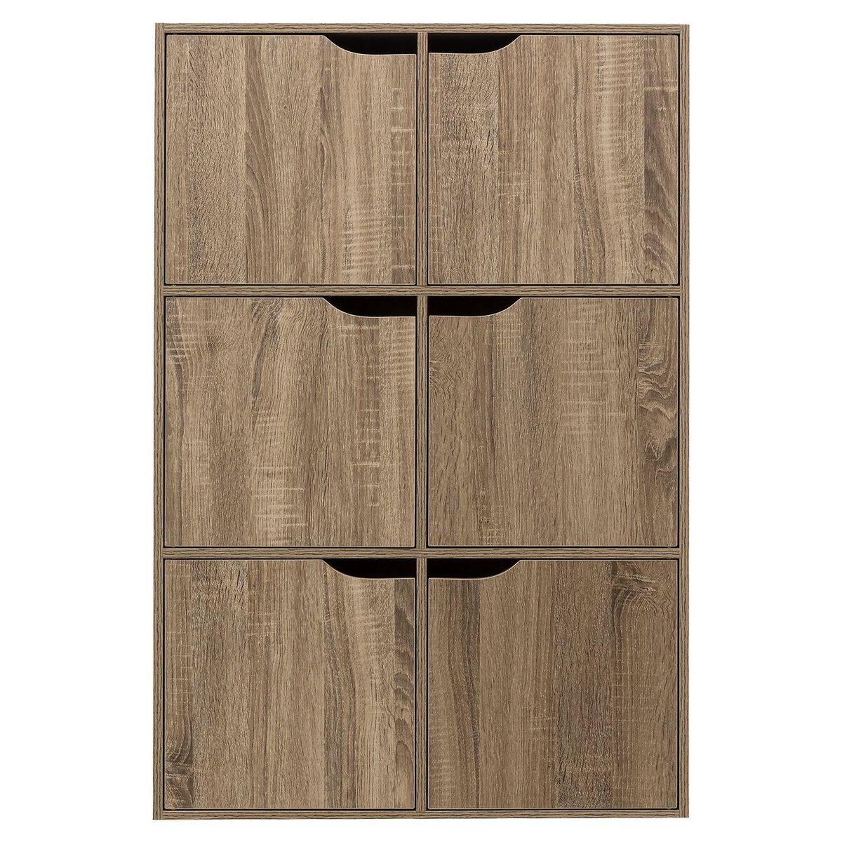 FIVE Etagère 6 cases de rangement avec portes Mix n' modul - Longueur 67,50 cm x Hauteur 100,50 cm - Marron