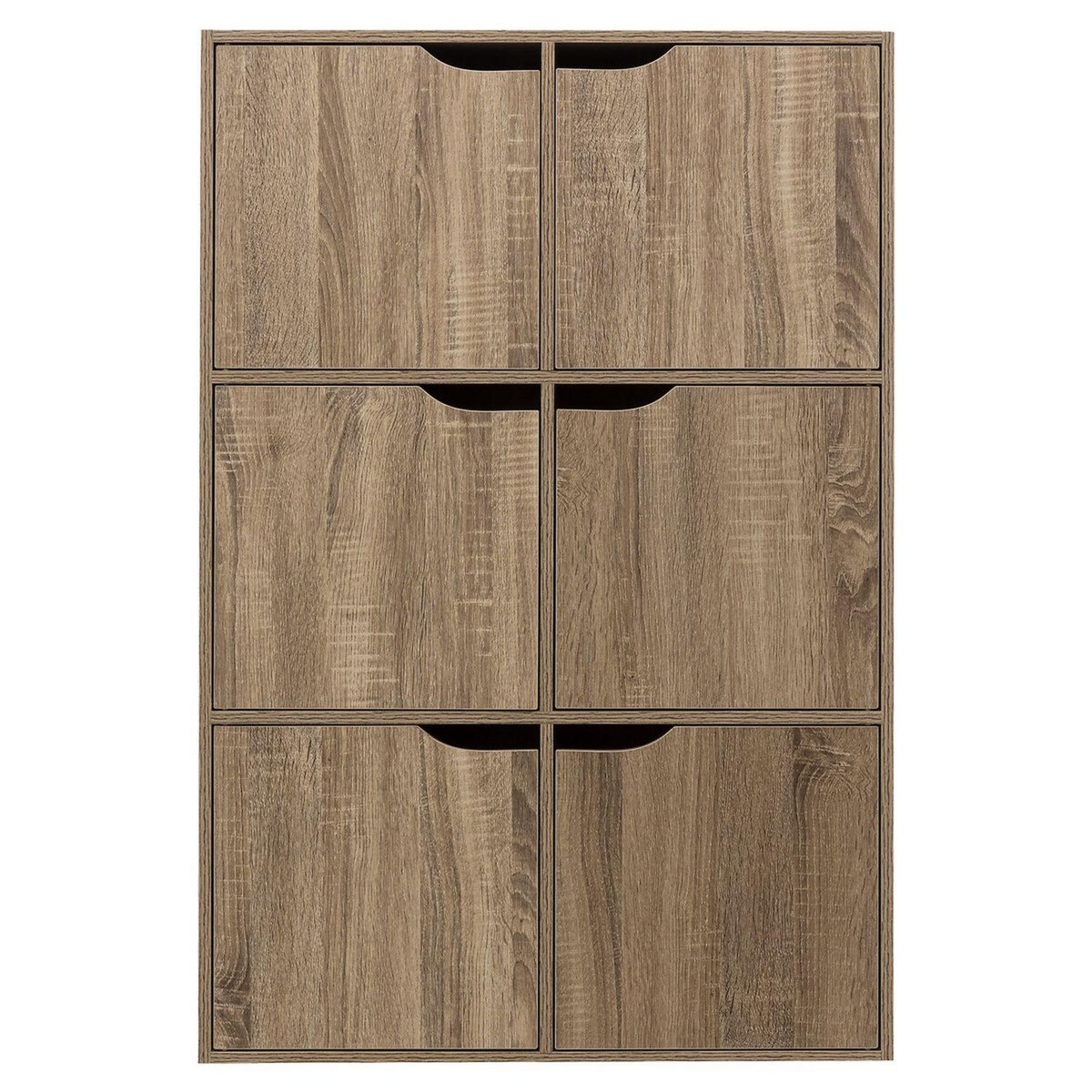 FIVE Etagère 6 cases de rangement avec portes Mix n' modul - Longueur 67,50 cm x Hauteur 100,50 cm - Marron