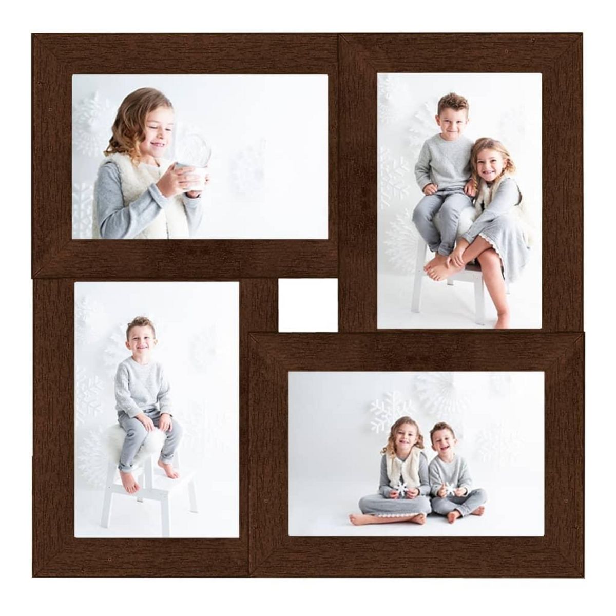 VIDAXL Collage de cadres photo pour photo de 4x(10x15 cm) Marron MDF