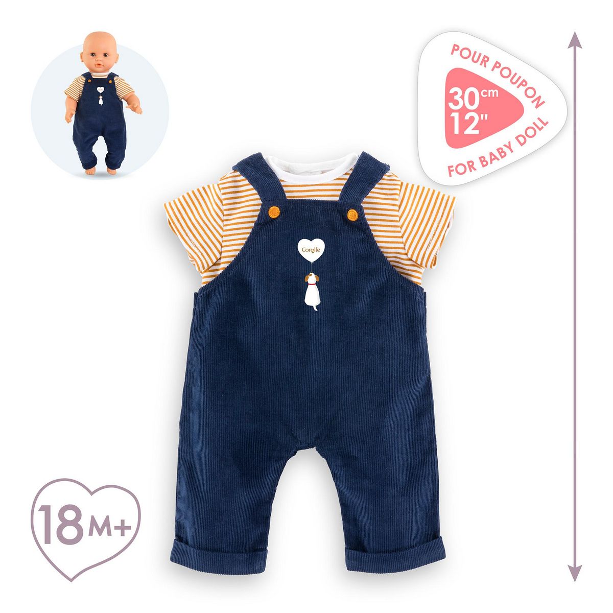 Corolle T-Shirt et Salopette Marine pour poupon 30 cm