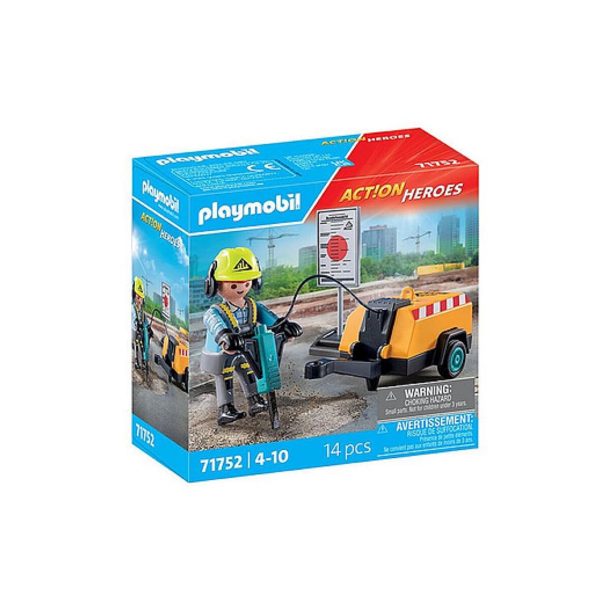 PLAYMOBIL 71752 Ouvrier avec marteau-piqueur et signalisation