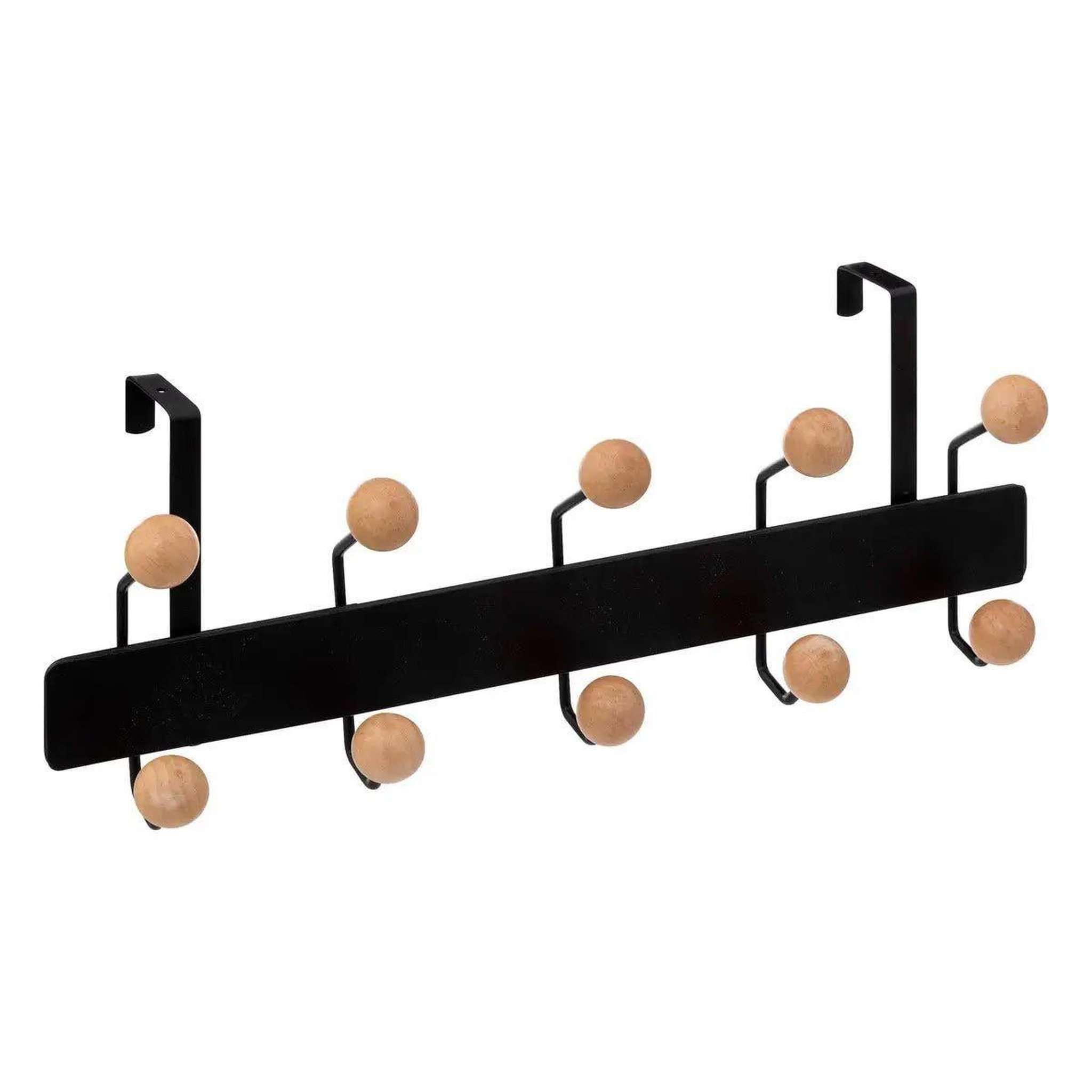 FIVE Patère de porte  10 boules  44cm noir & naturel
