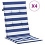 Voir la diapositive 2 : VIDAXL Coussins de chaise a dossier haut lot de 4 rayures bleu/blanc