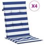 Voir la diapositive 2 : VIDAXL Coussins de chaise a dossier haut lot de 4 rayures bleu/blanc