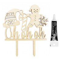 Cake topper en bois Joyeux Noël + Stylo de glaçage noir - La Poste