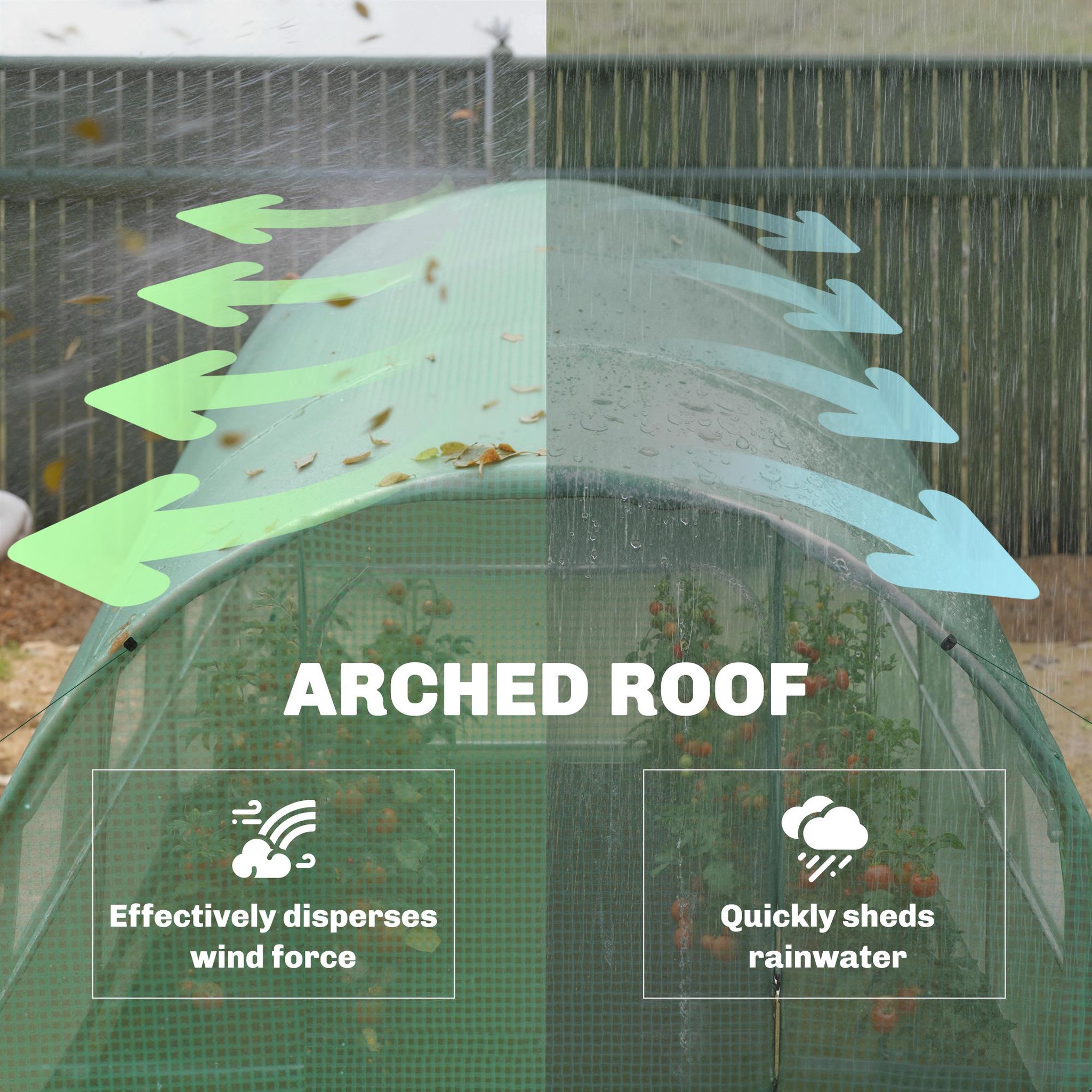 Voir la diapositive 4 : OUTSUNNY Serre tunnel de jardin 6m² porte et 8 fenêtres bâche PE 140 g/m² vert