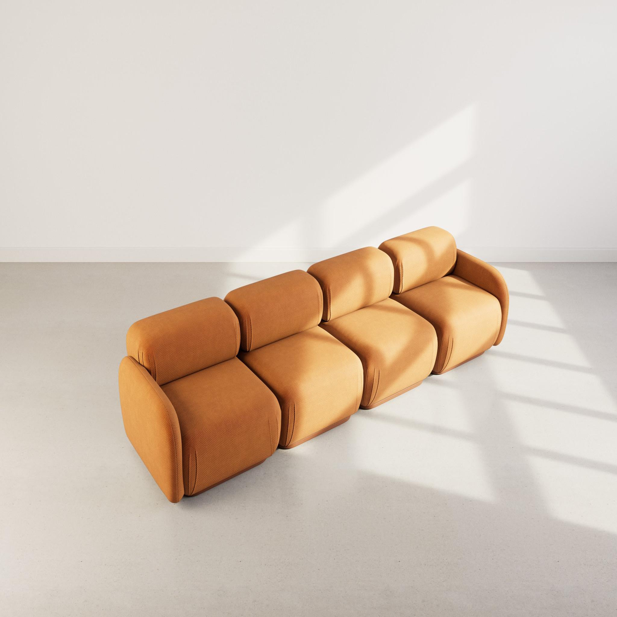 Voir la diapositive 3 : LISA DESIGN Penelope - canapé droit modulable 4 places en velours texturé