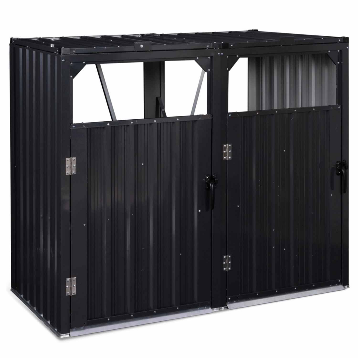 ID MARKET Cache poubelle double en acier gris anthracite