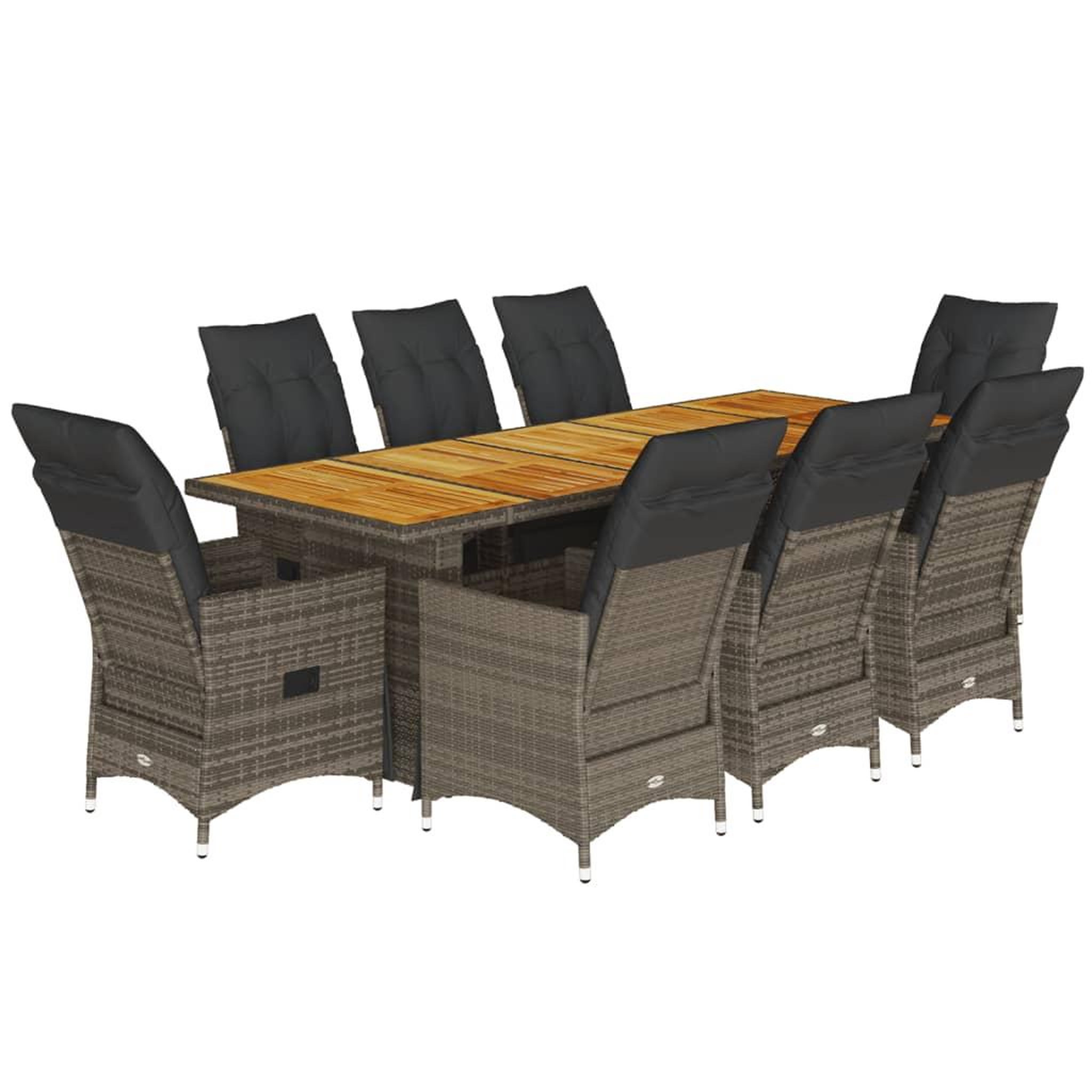 Voir la diapositive 2 : VIDAXL Ensemble de bistro de jardin 9 pcs coussins gris poly rotin