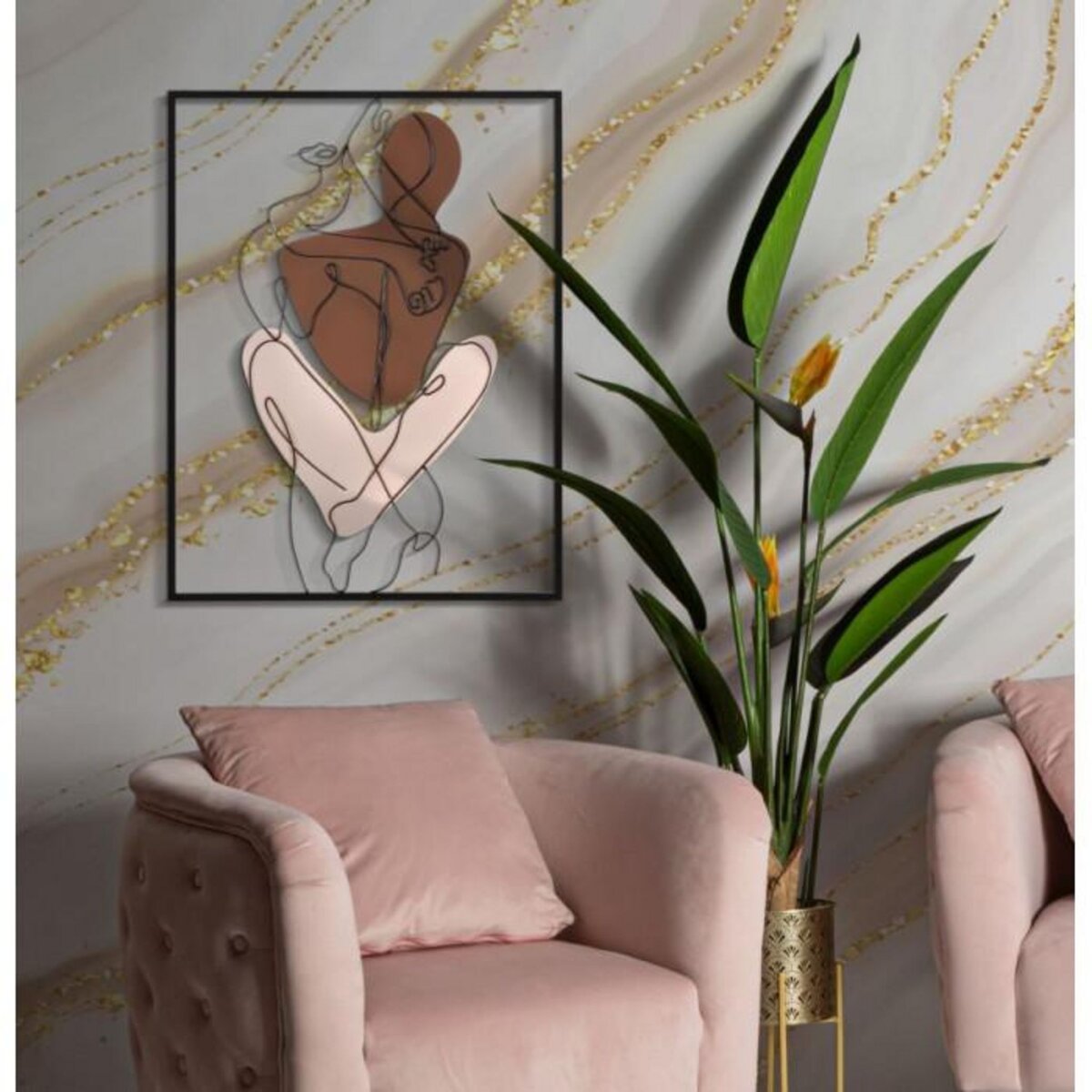 Paris Prix Décoration Murale Encadrée en Métal  Couple  80cm Multicolore