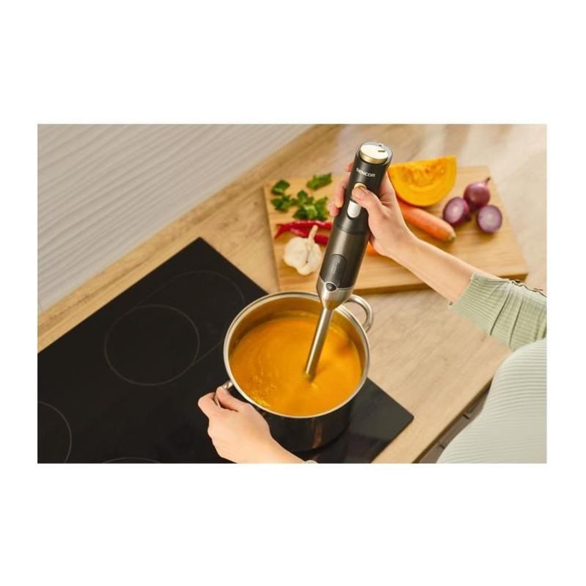 Voir la diapositive 3 : SENCO Mixeur plongeant 6 en 1 - SENCOR - SHB 6442BK - 1200 W - Technologie TITANIUM QuadBlade - Noir
