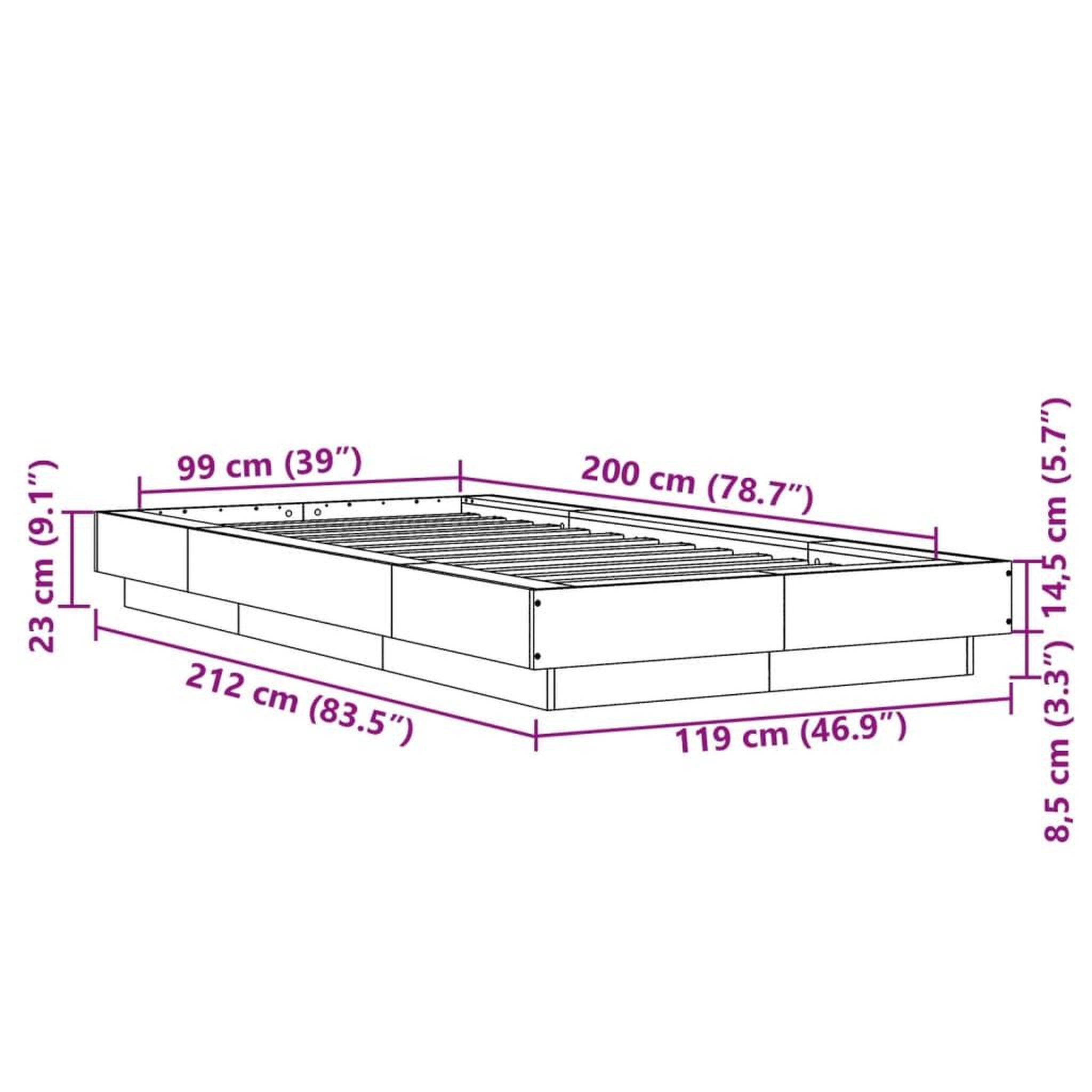 Voir la diapositive 6 : VIDAXL Cadre de lit sans matelas chene sonoma 100x200 cm
