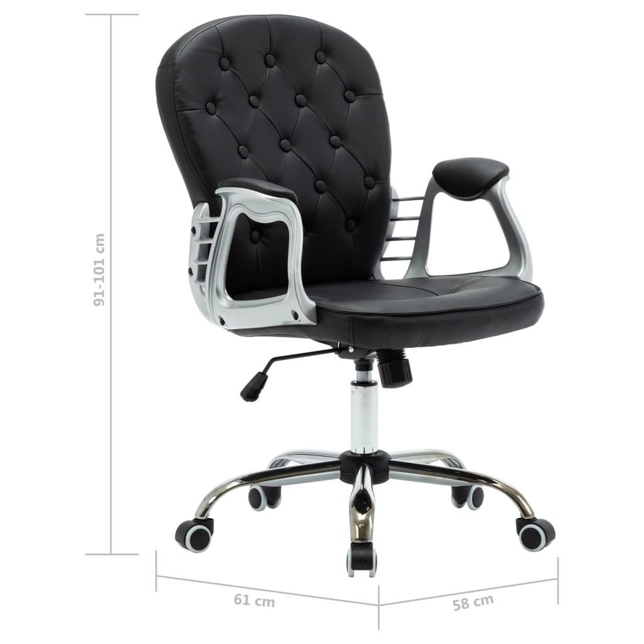 Voir la diapositive 6 : VIDAXL Chaise de bureau pivotante Noir Similicuir