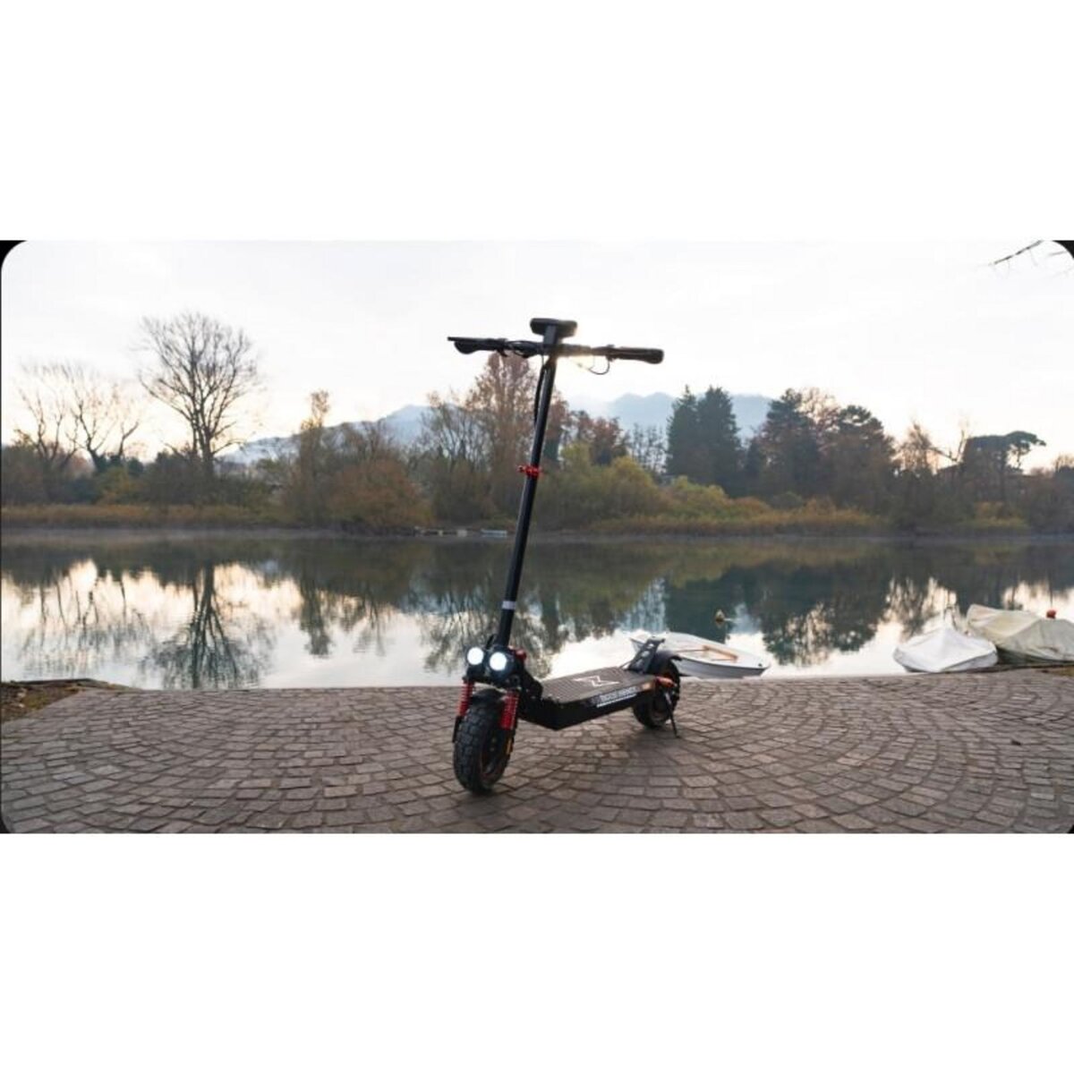 EZWAY Trottinette Électrique Adulte EZWAY EBOOST GO, Autonomie 50 Km, 25 Km/h, Pliable, Suspensions Avant et Arrière, Freins à Disque Double, Roues 10  Offroad