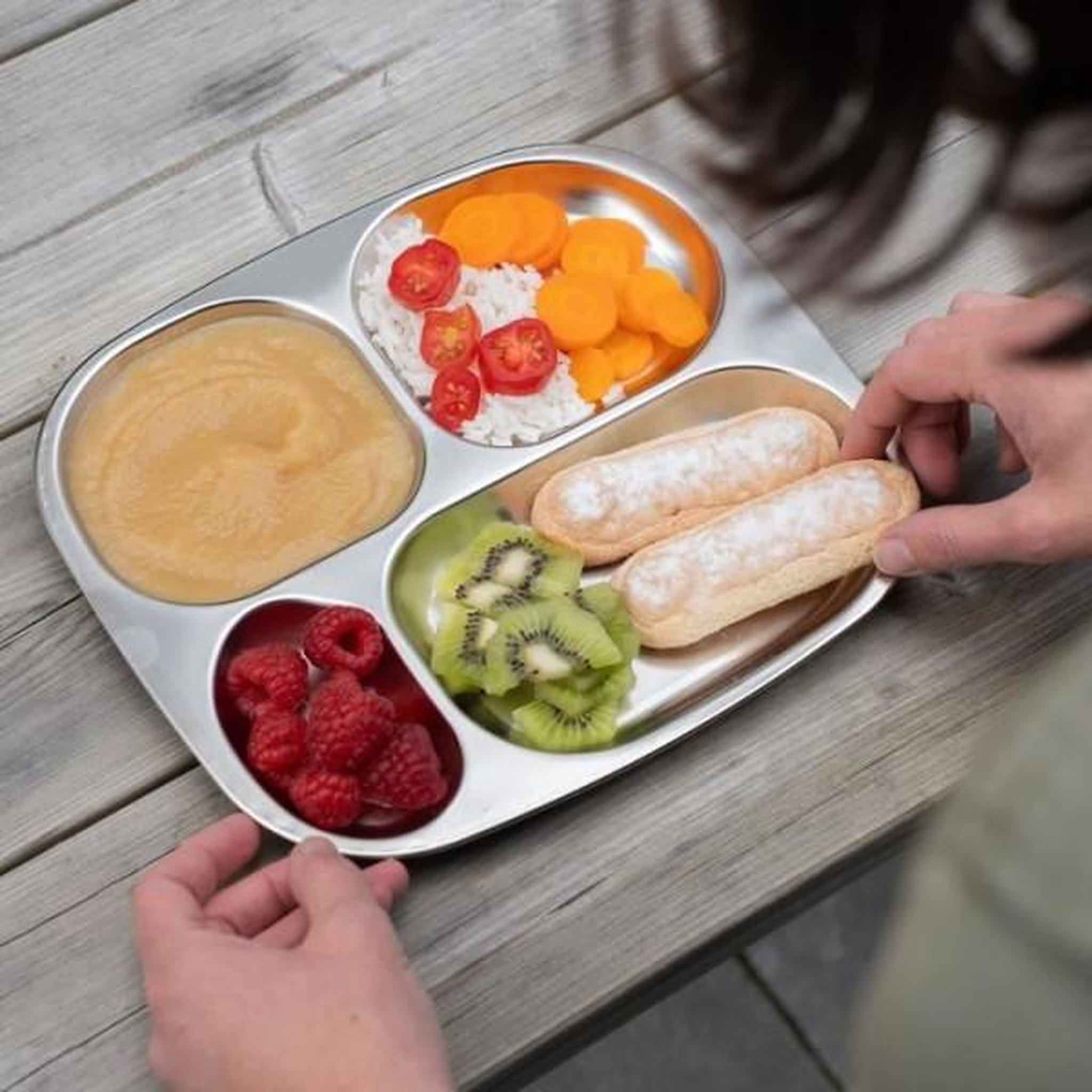 Voir la diapositive 2 : THERMOBABY Plateau compartimenté - thermobaby - 4 compartiment - sans bpa - inox