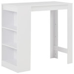 VIDAXL Table de bar avec etagere Blanc 110x50x103 cm