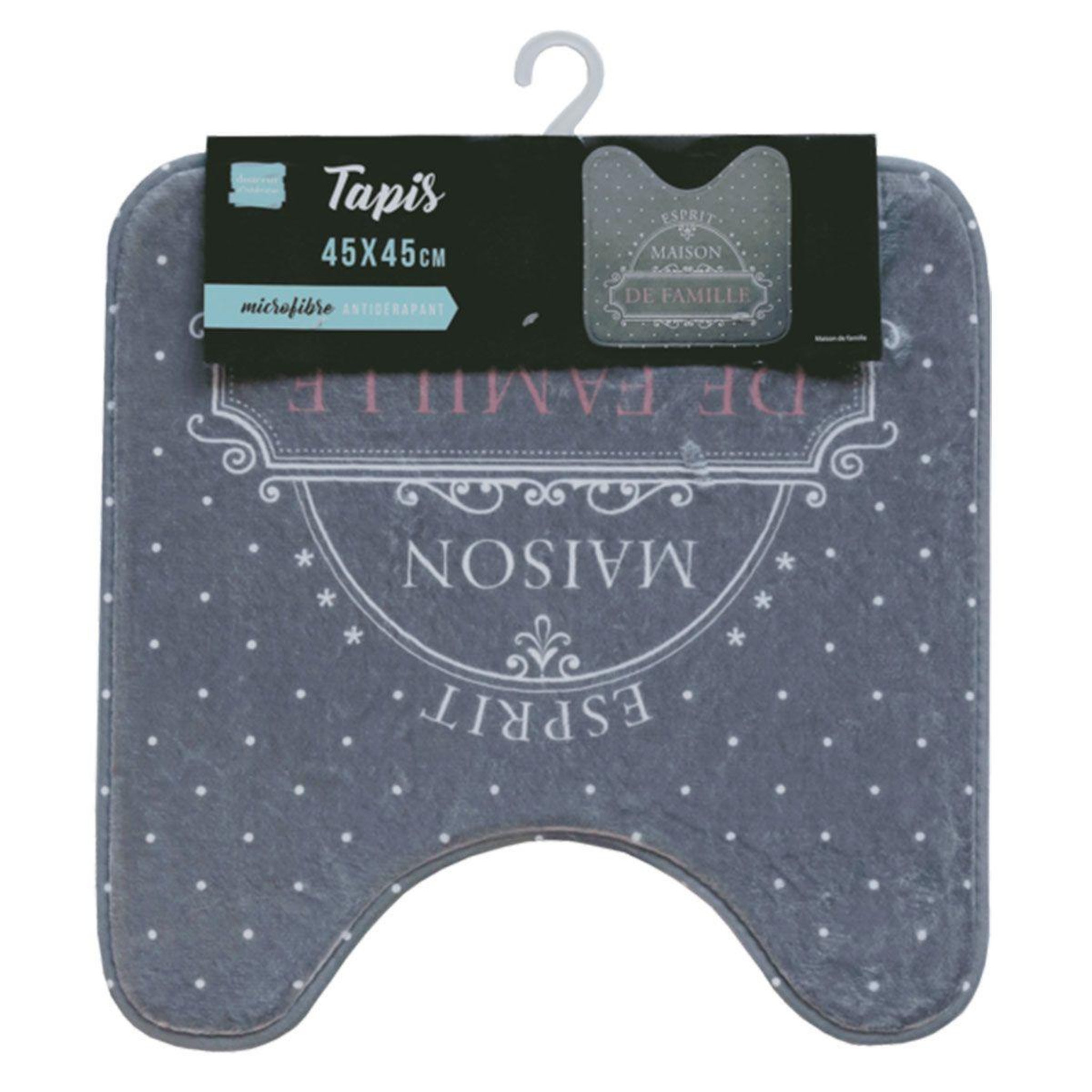 Voir la diapositive 3 : Douceur d'Intérieur Tapis contour wc  maison de famille  45x45cm gris