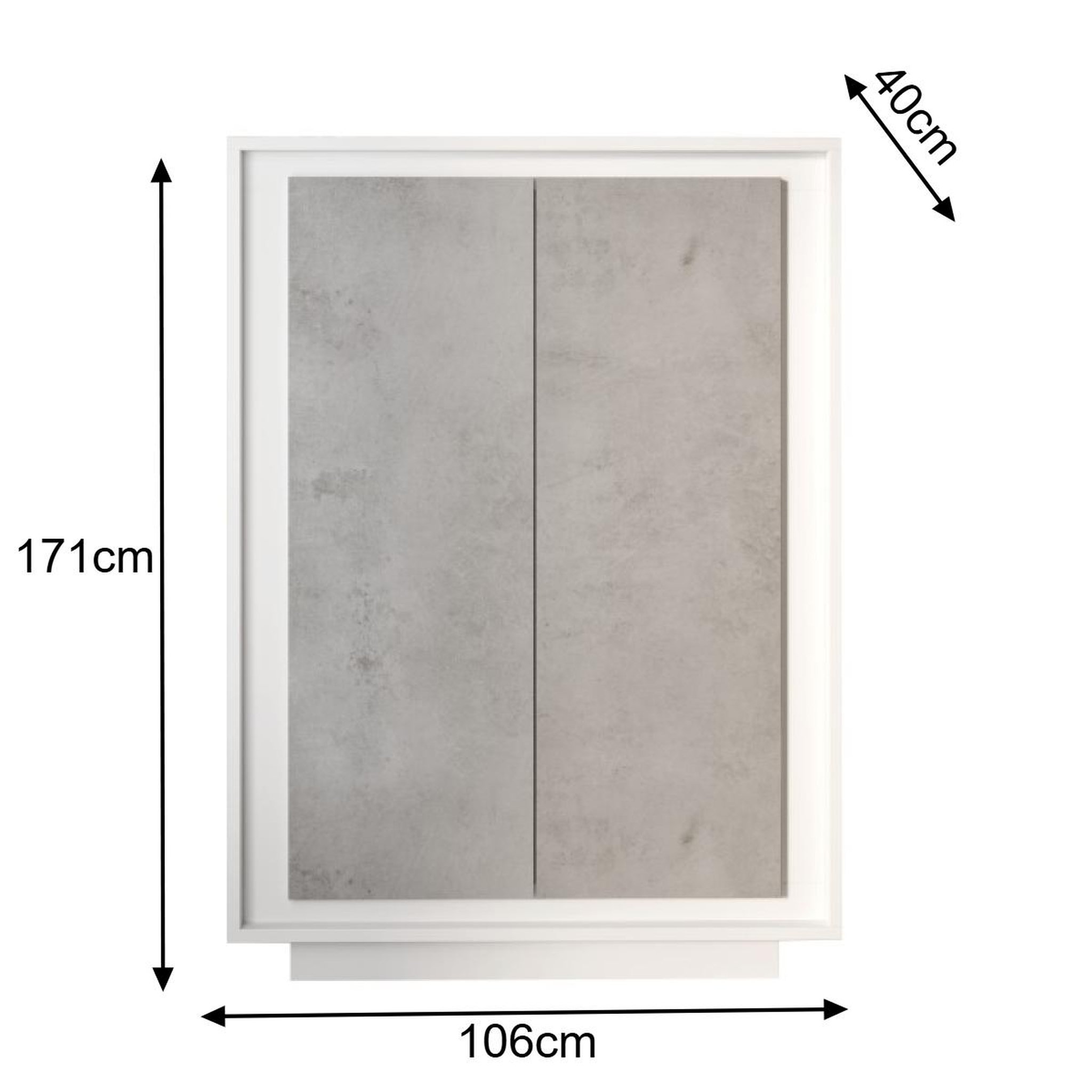 Voir la diapositive 6 : JLC KREATION Argentier-bar moderne 2 portes blanc et gris béton yori