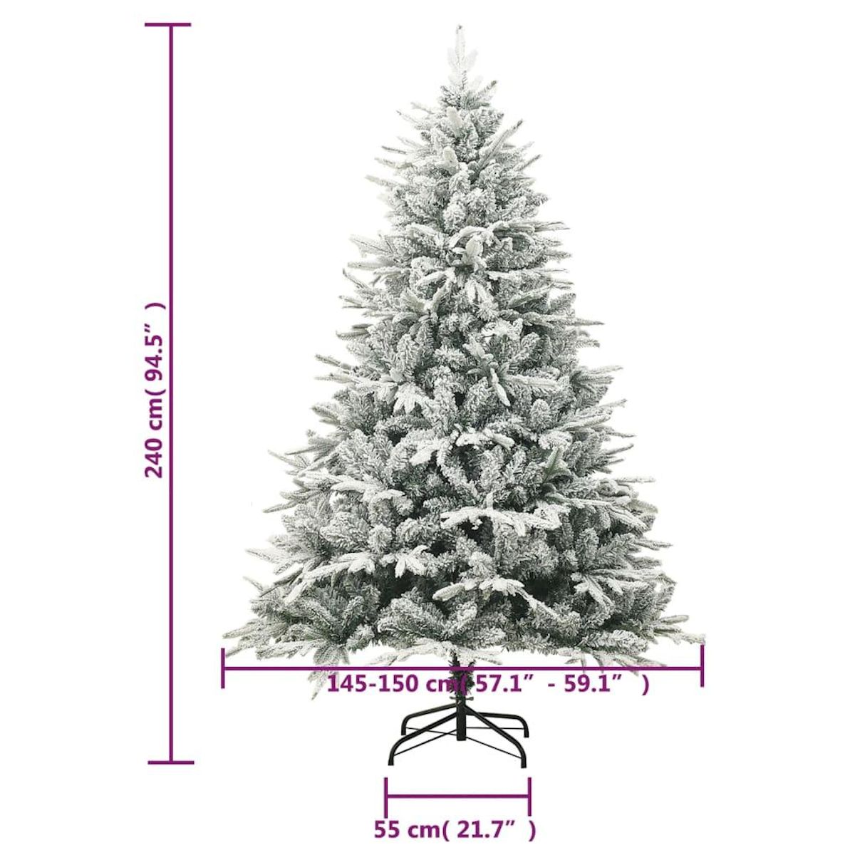 VIDAXL Sapin de Noël artificiel a flocons de neige Vert 240 cm PVC/PE