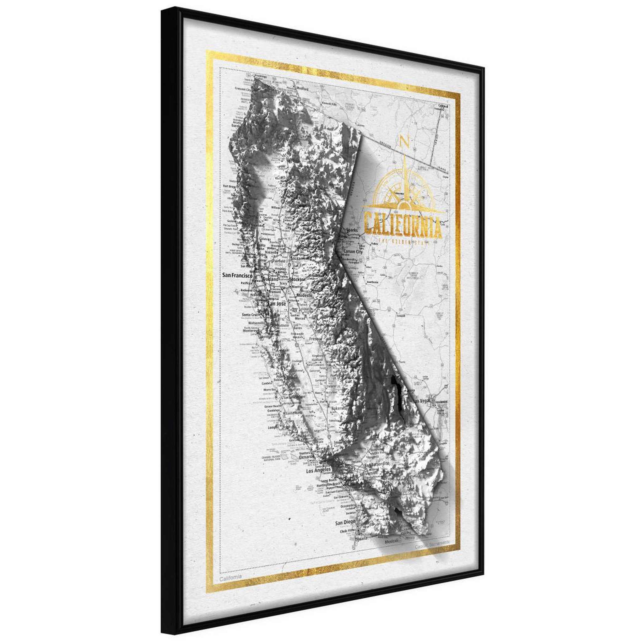 Paris Prix Affiche Murale Encadrée  Raised Relief Map California