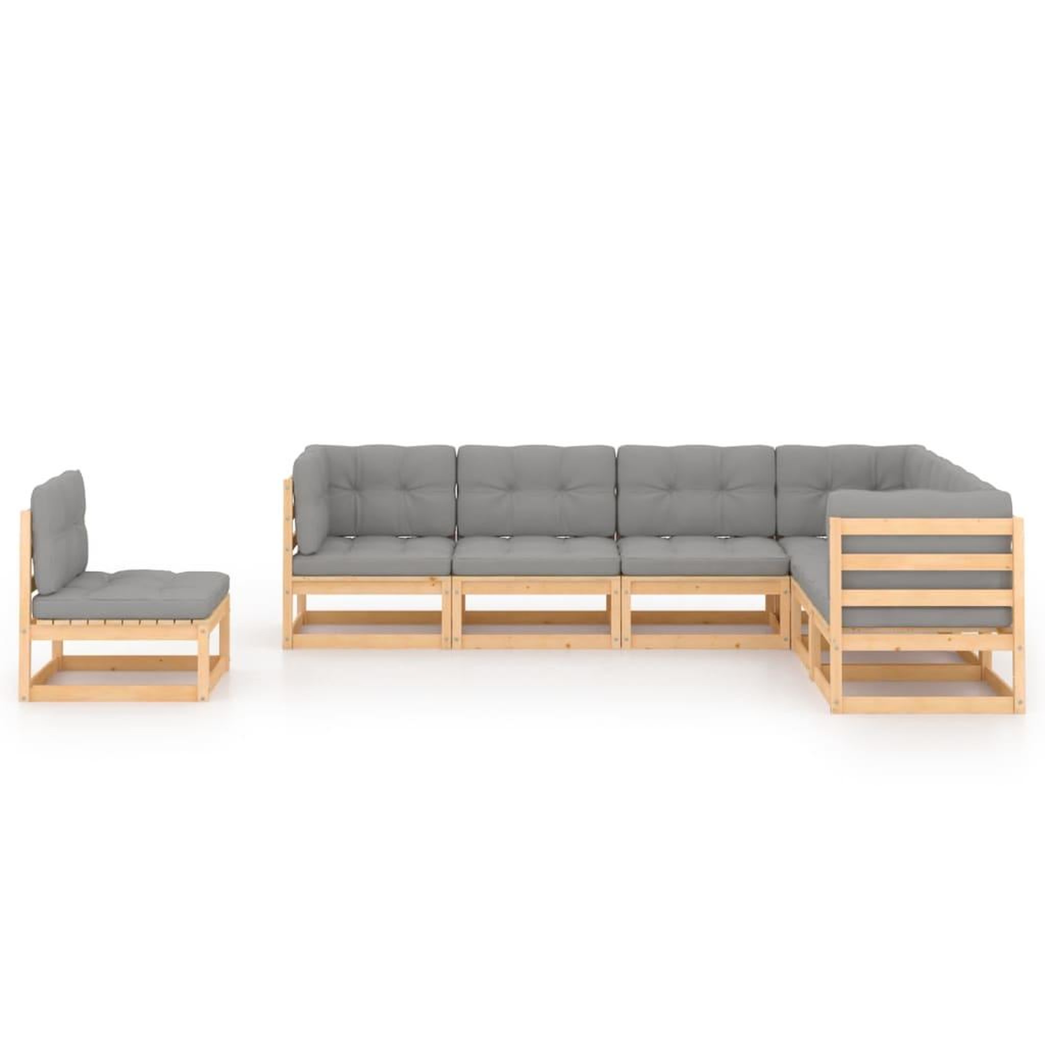 Voir la diapositive 2 : VIDAXL Salon de jardin 7 pcs avec coussins Bois de pin massif