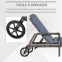 Voir la diapositive 5 : OUTSUNNY Transat bain de soleil grand confort : matelas, têtière, inclinaison réglable multipositions, accoudoirs, roulettes résine tressée gris