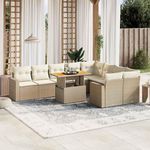 VIDAXL Salon de jardin avec coussins 10 pcs beige resine tressee