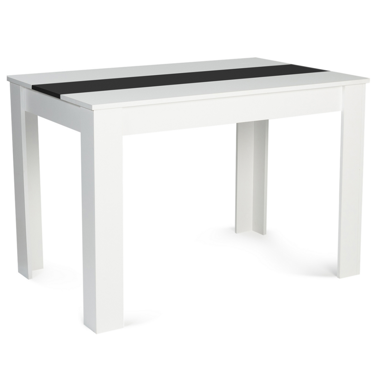 ID MARKET Table à manger rectangle ROZY 4 personnes blanche et noire 110 cm
