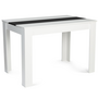 Voir la diapositive 1 : ID MARKET Table à manger rectangle ROZY 4 personnes blanche et noire 110 cm