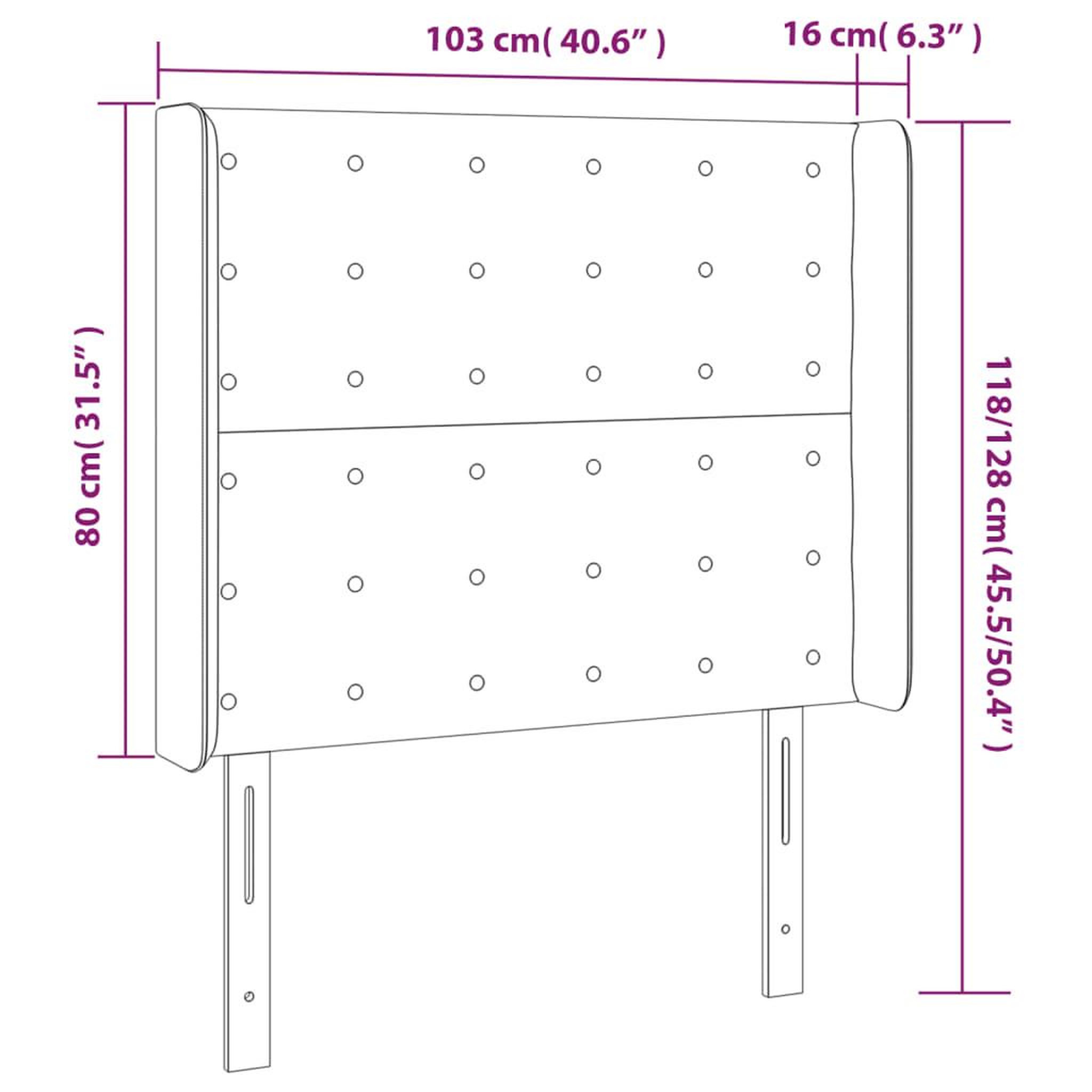 Voir la diapositive 6 : VIDAXL Tete de lit a LED Noir 103x16x118/128 cm Similicuir