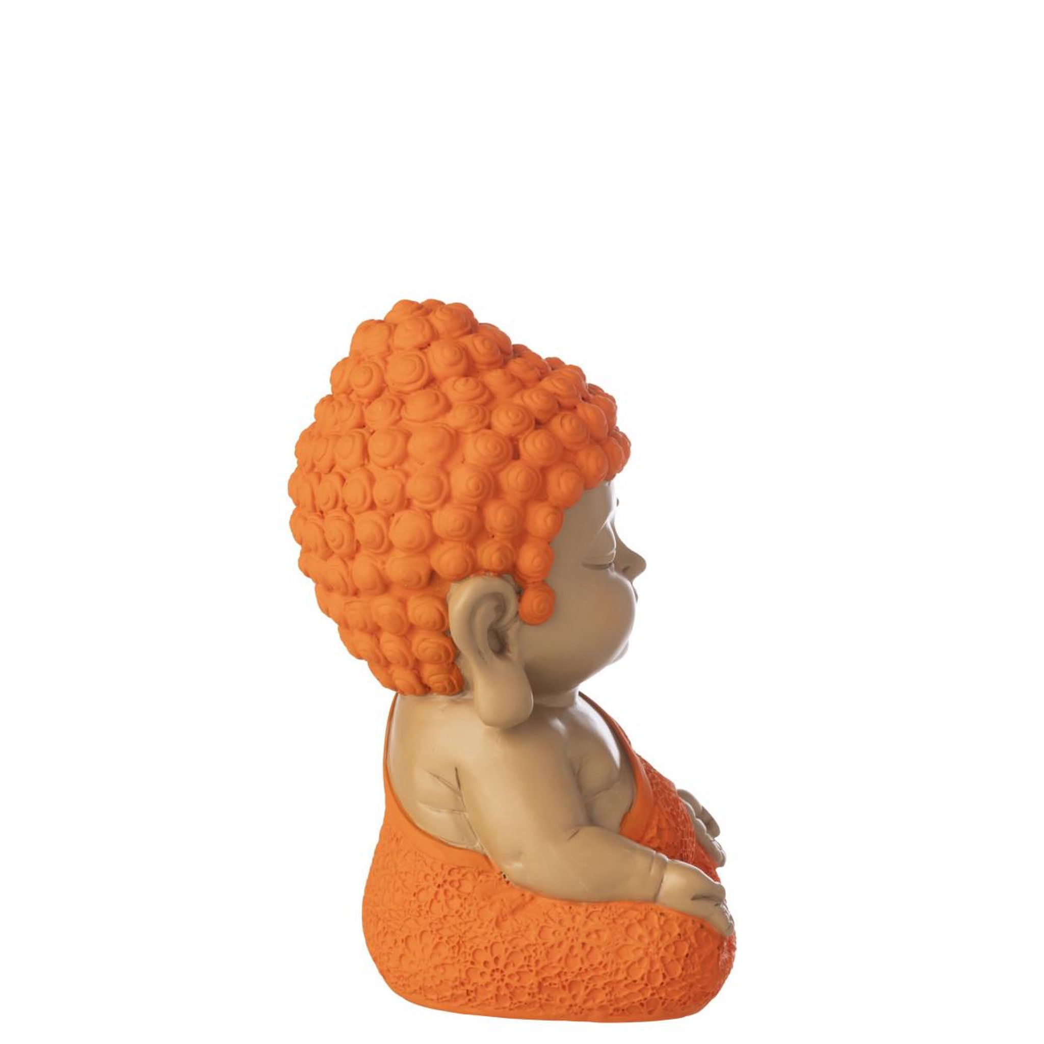 Voir la diapositive 2 : J-LINE Statuette déco moine zen  boudhi  20cm orange