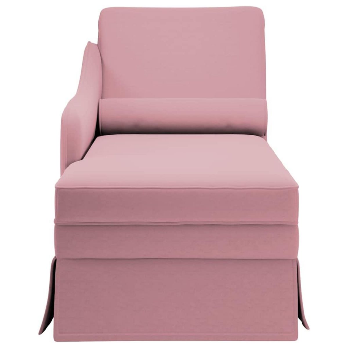 VIDAXL Fauteuil long avec traversin et accoudoir droit rose velours