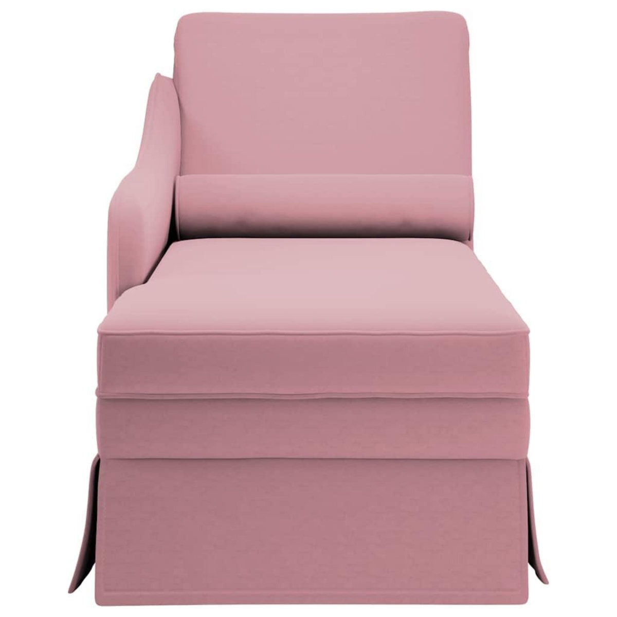 VIDAXL Fauteuil long avec traversin et accoudoir droit rose velours