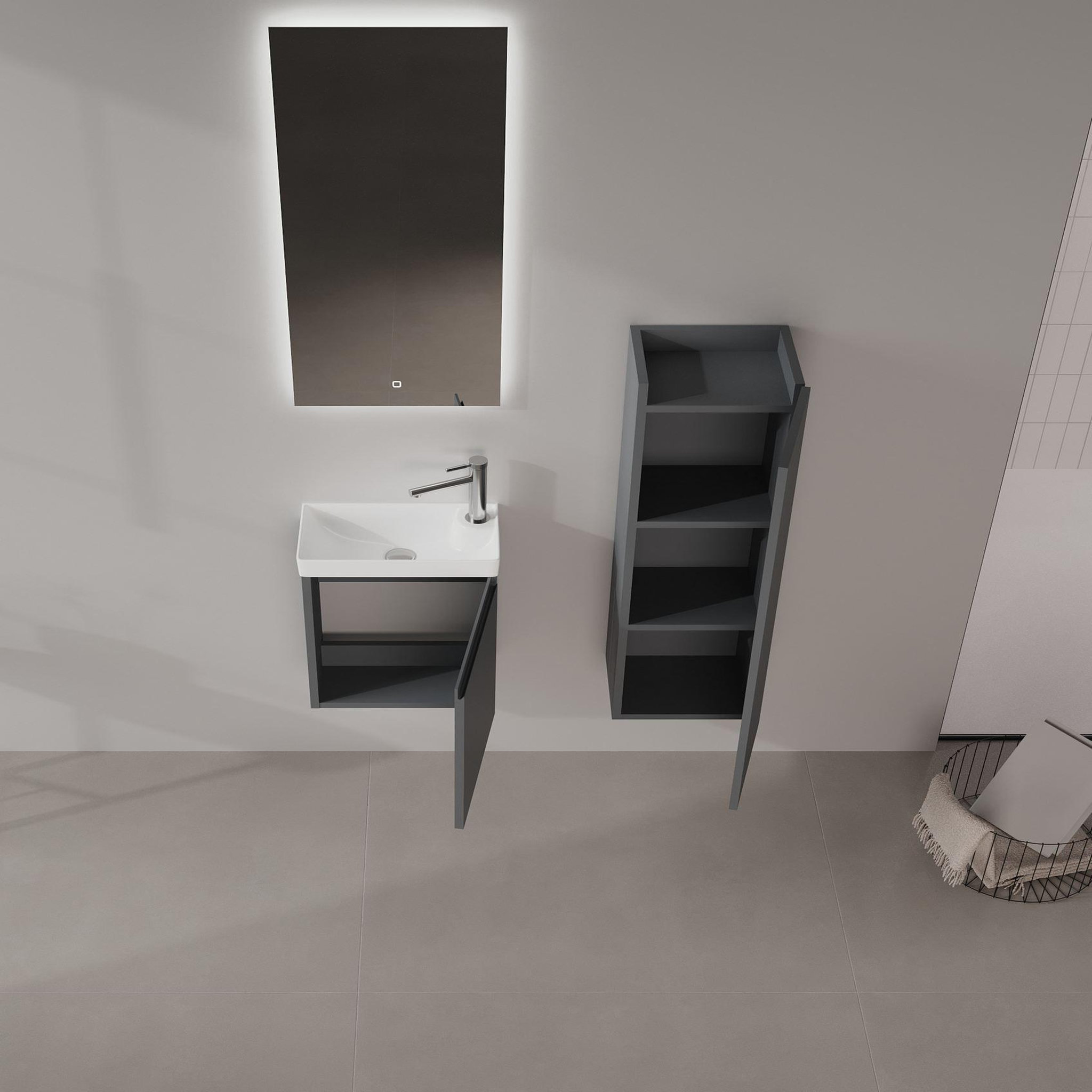 Voir la diapositive 3 : Habitat et Jardin Armoire de Salle de Bain  Ferla 30  - 30 x 25 x 100 cm - Matte Anthracite