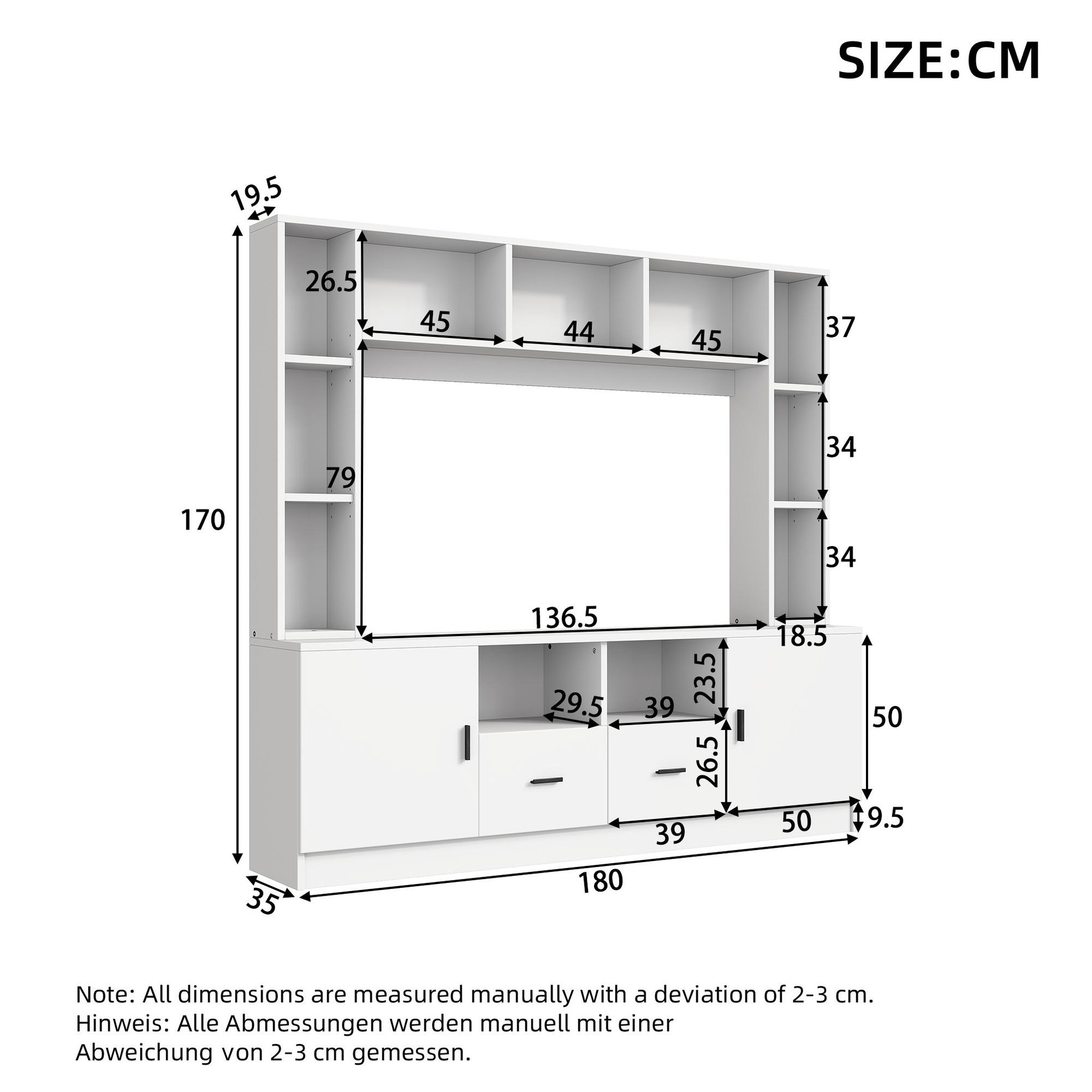 Voir la diapositive 3 : MERAX Meuble tv blanc 180 cm panneau de particules