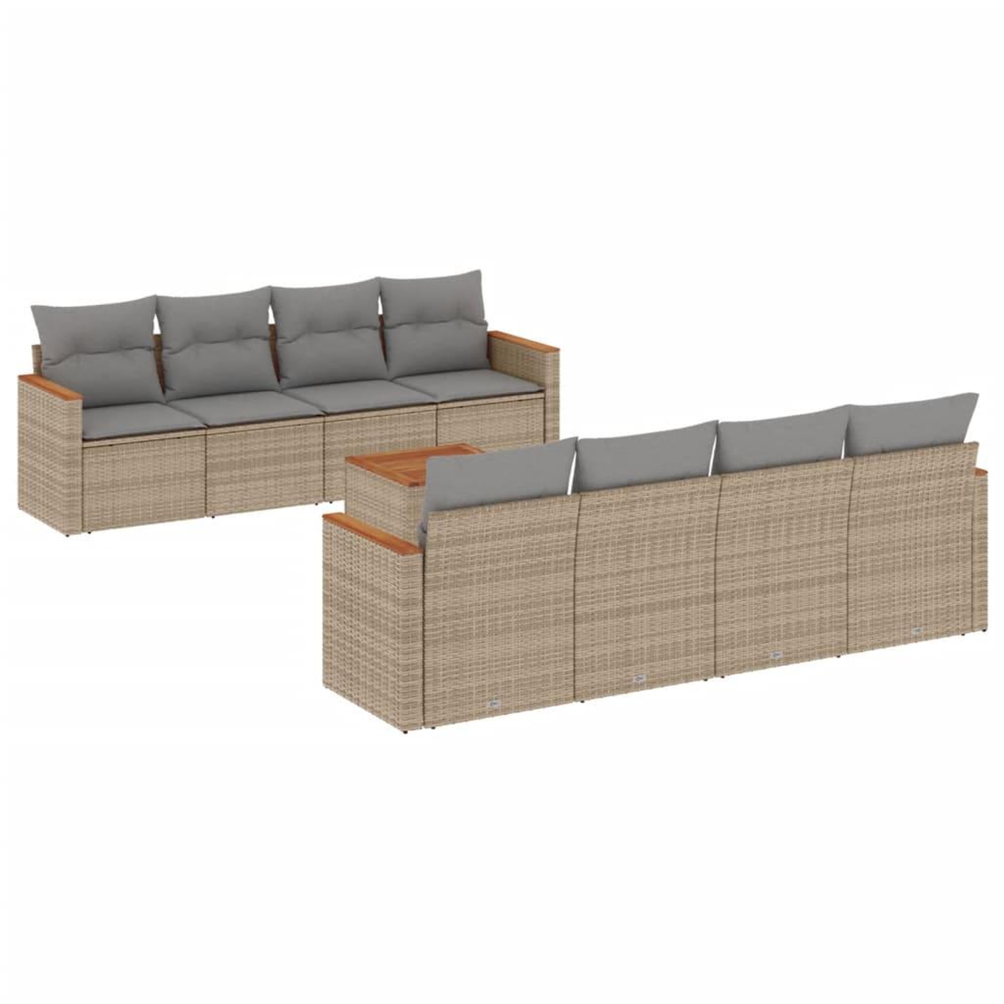 Voir la diapositive 2 : VIDAXL Salon de jardin avec coussins 9pcs melange beige resine tressee