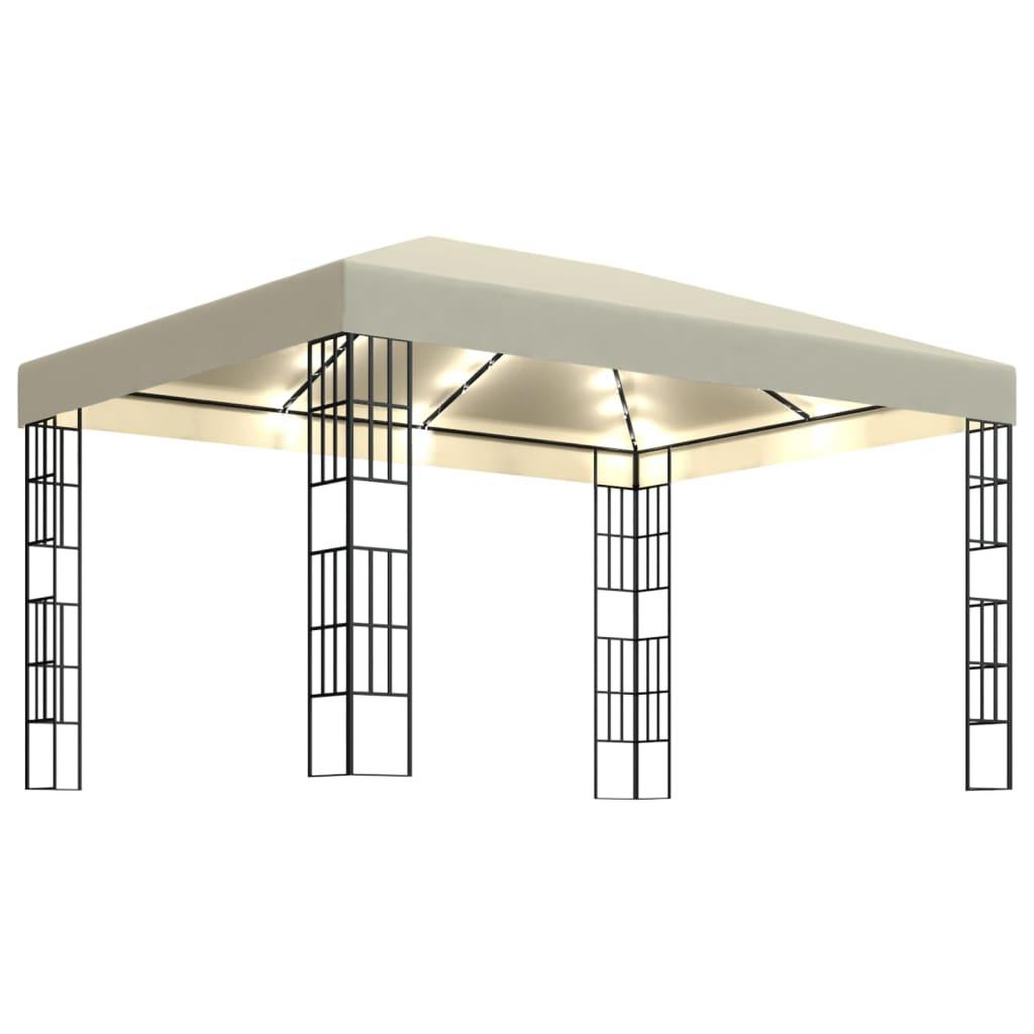 Voir la diapositive 2 : VIDAXL Tonnelle avec guirlande lumineuse a led 3x4 m creme