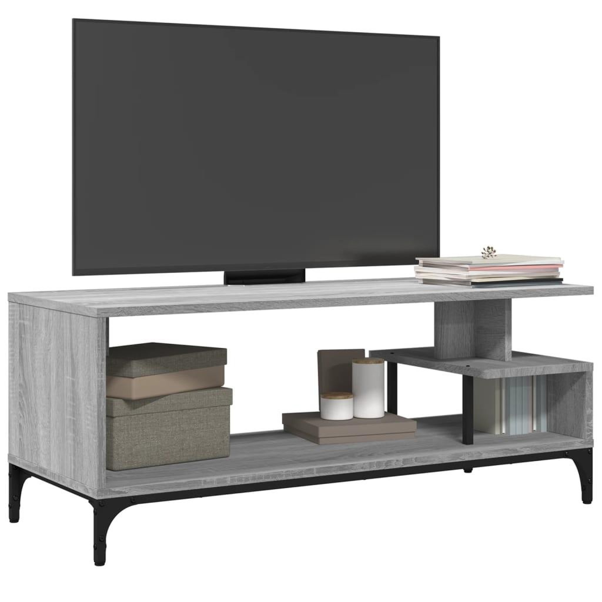 Voir la diapositive 4 : VIDAXL Meuble TV sonoma gris bois ingenierie et acier enduit de poudre