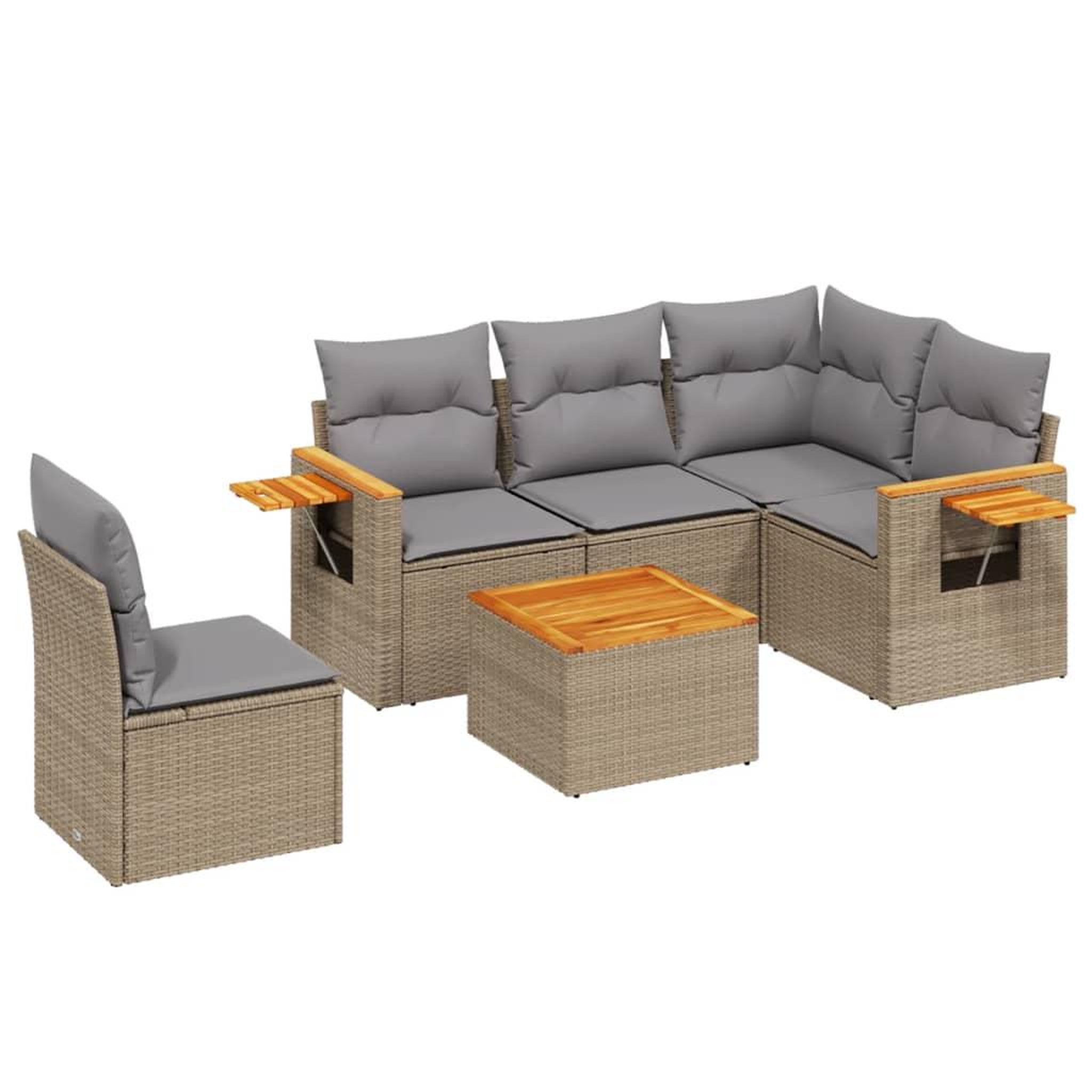 Voir la diapositive 2 : VIDAXL Salon de jardin avec coussins 6 pcs beige resine tressee
