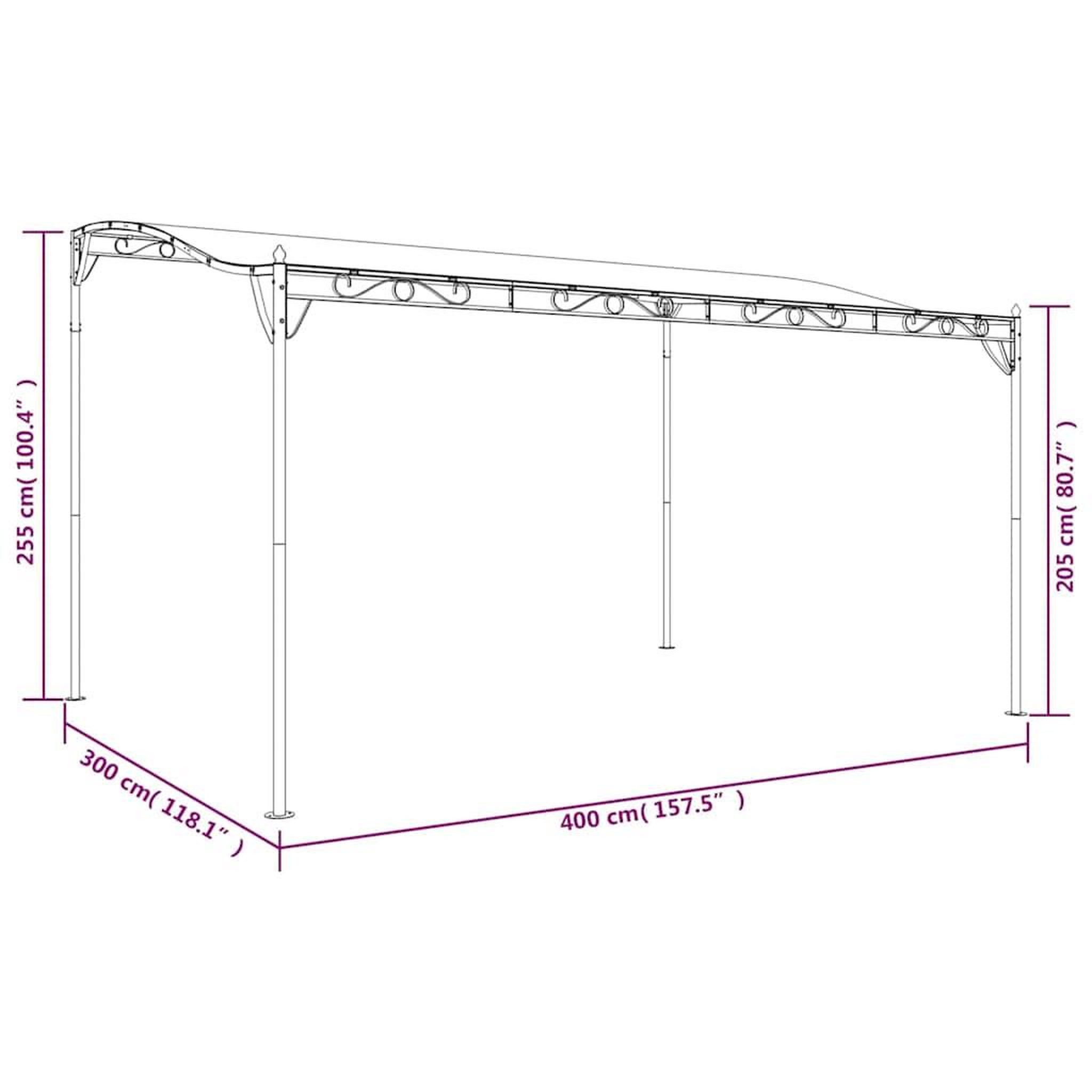 Voir la diapositive 6 : VIDAXL Auvent creme 4x3 m 180 g/m^2 tissu et acier