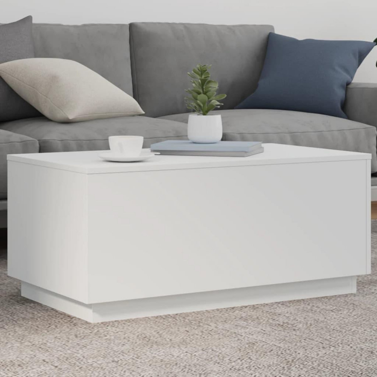 VIDAXL Table basse avec lumieres LED blanc 90x50x40 cm