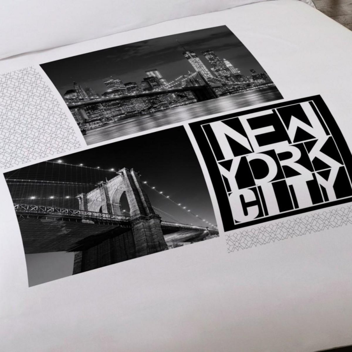 Dourev Housse de couette 200x200 NY BY NIGHT + 2 taies 100% coton