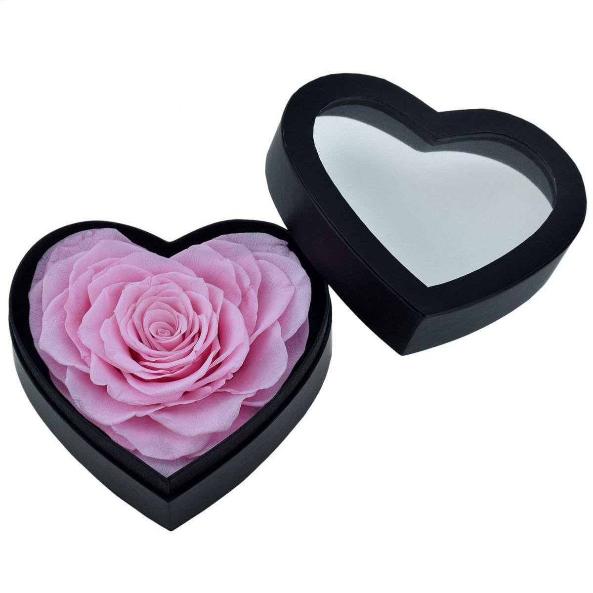 SC CRYSTAL Coffret cœur décoré d'une rose éternelle rose en forme de cœur